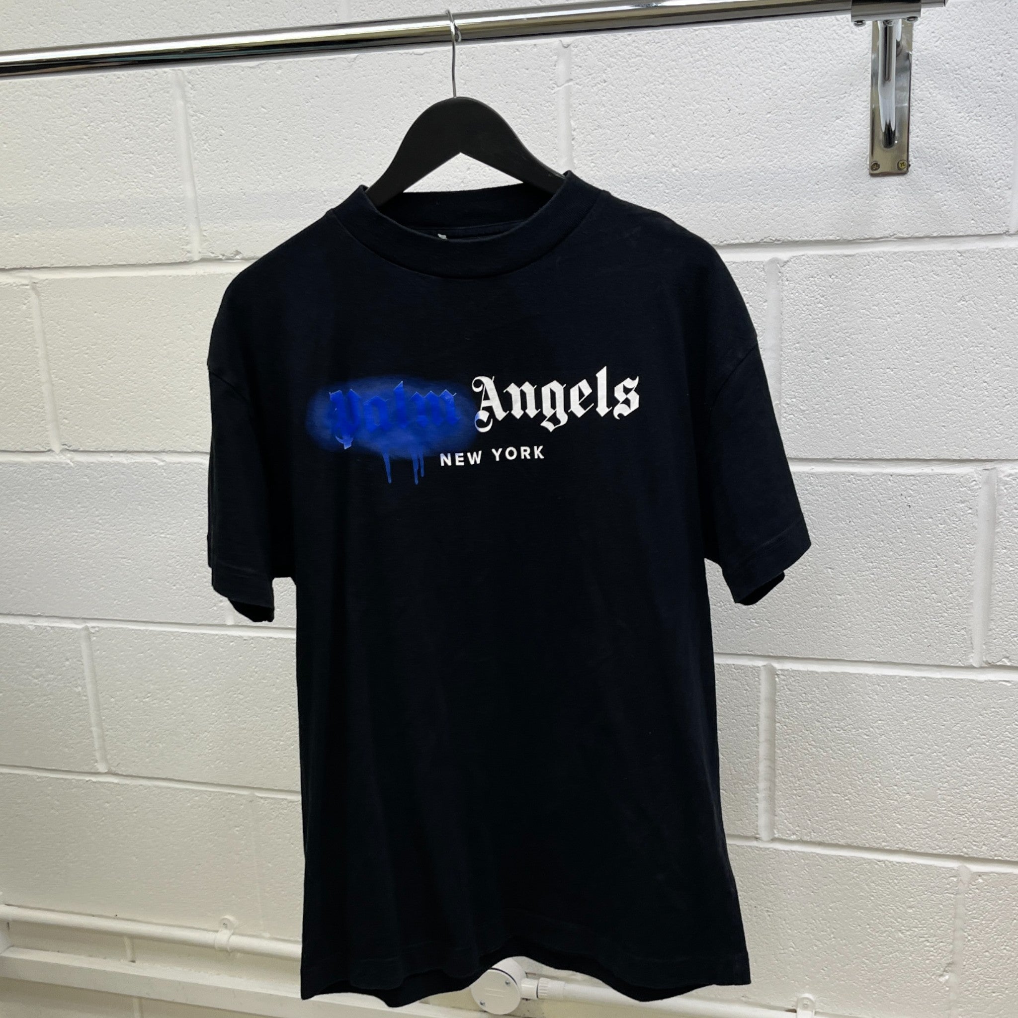 Men's Sprayed New York Logo T-Shirt Black Size M