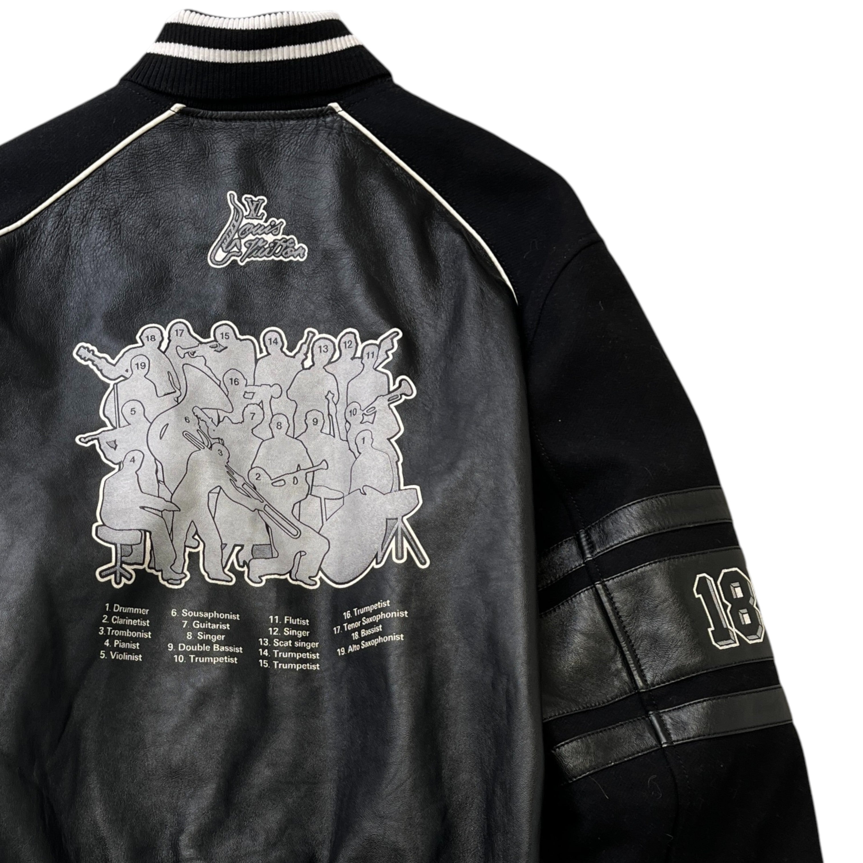 Men's Lv Musical Varsity Jacket Black Size IT 54 / XXL
