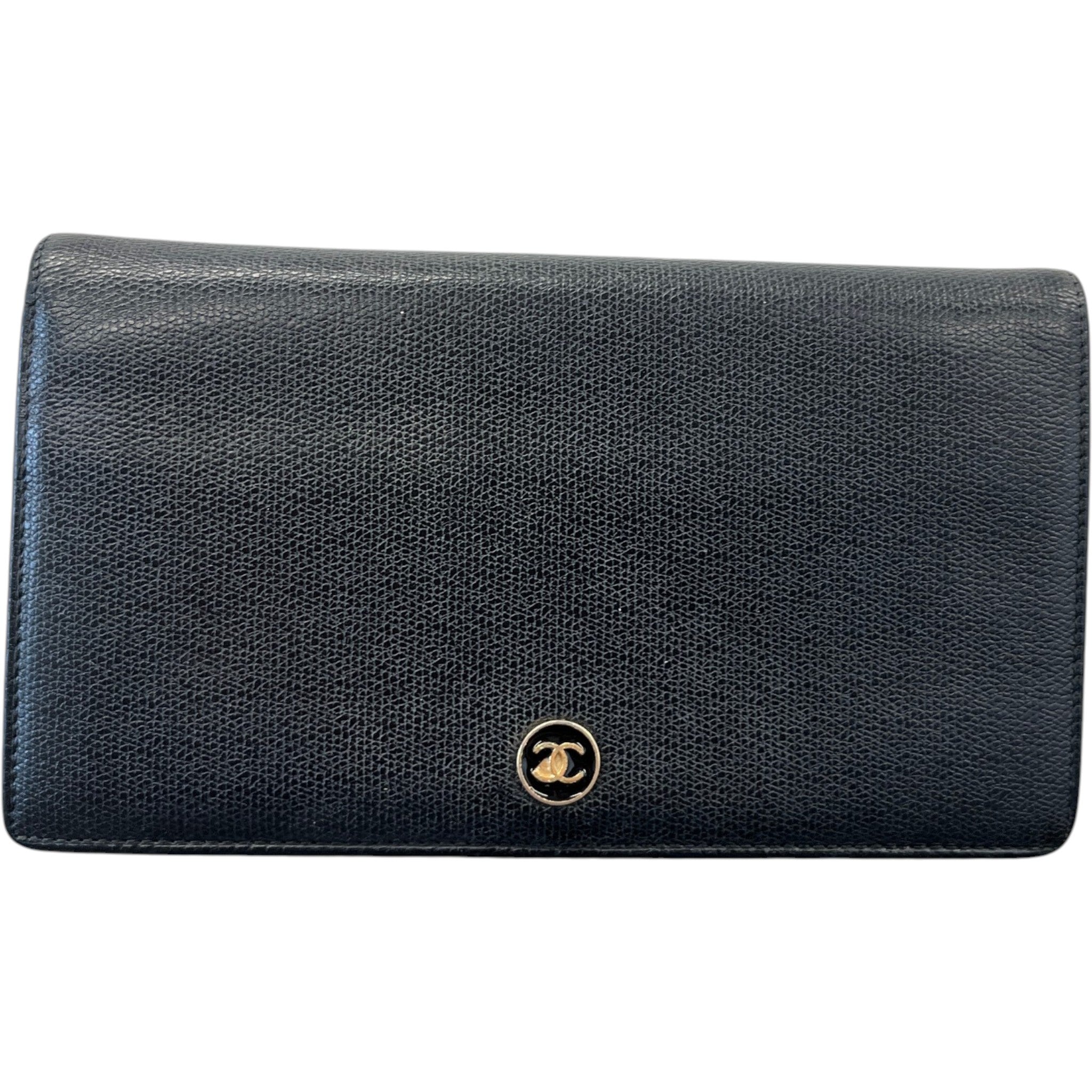 Women's Vintage Coco Button Wallet Black