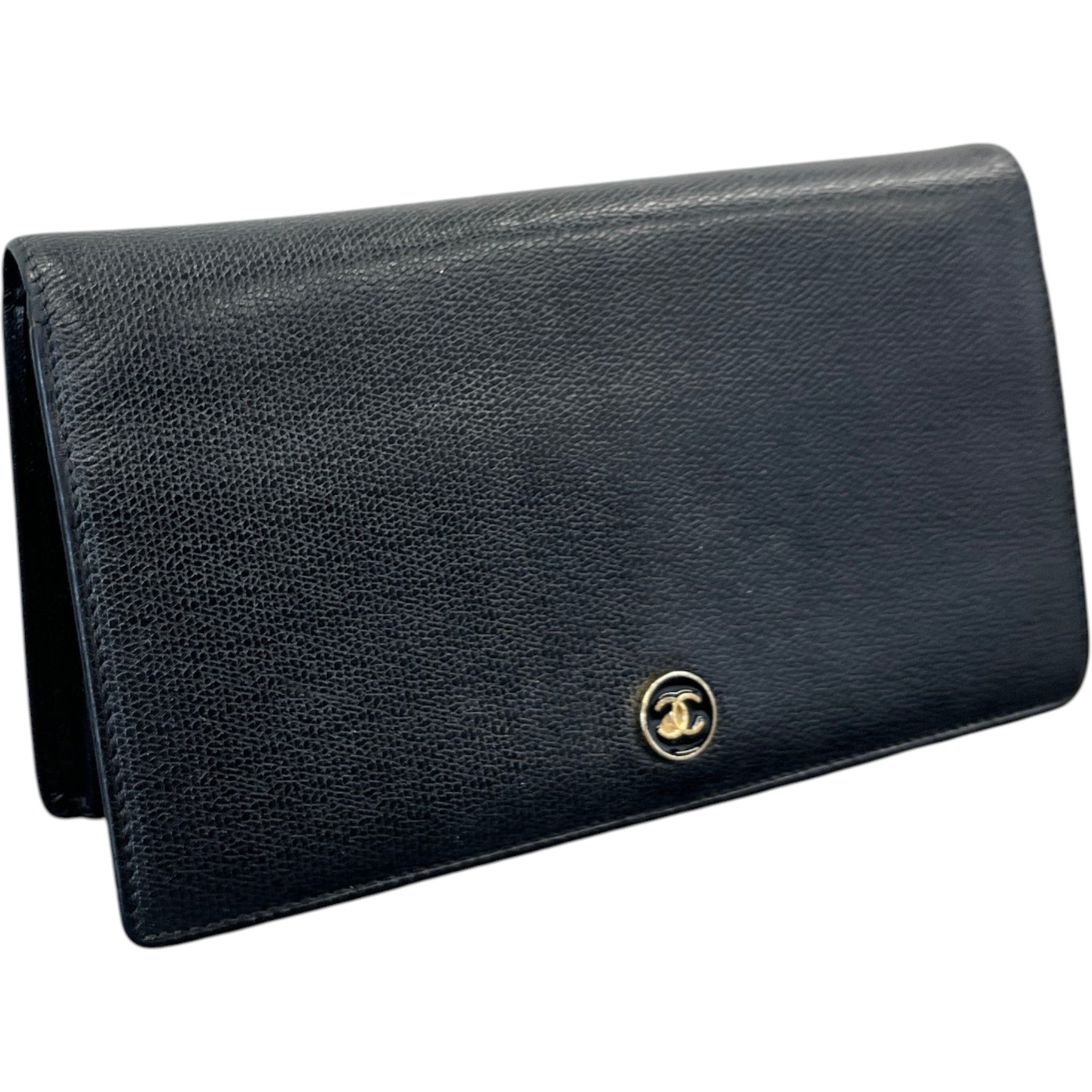 Women's Vintage Coco Button Wallet Black