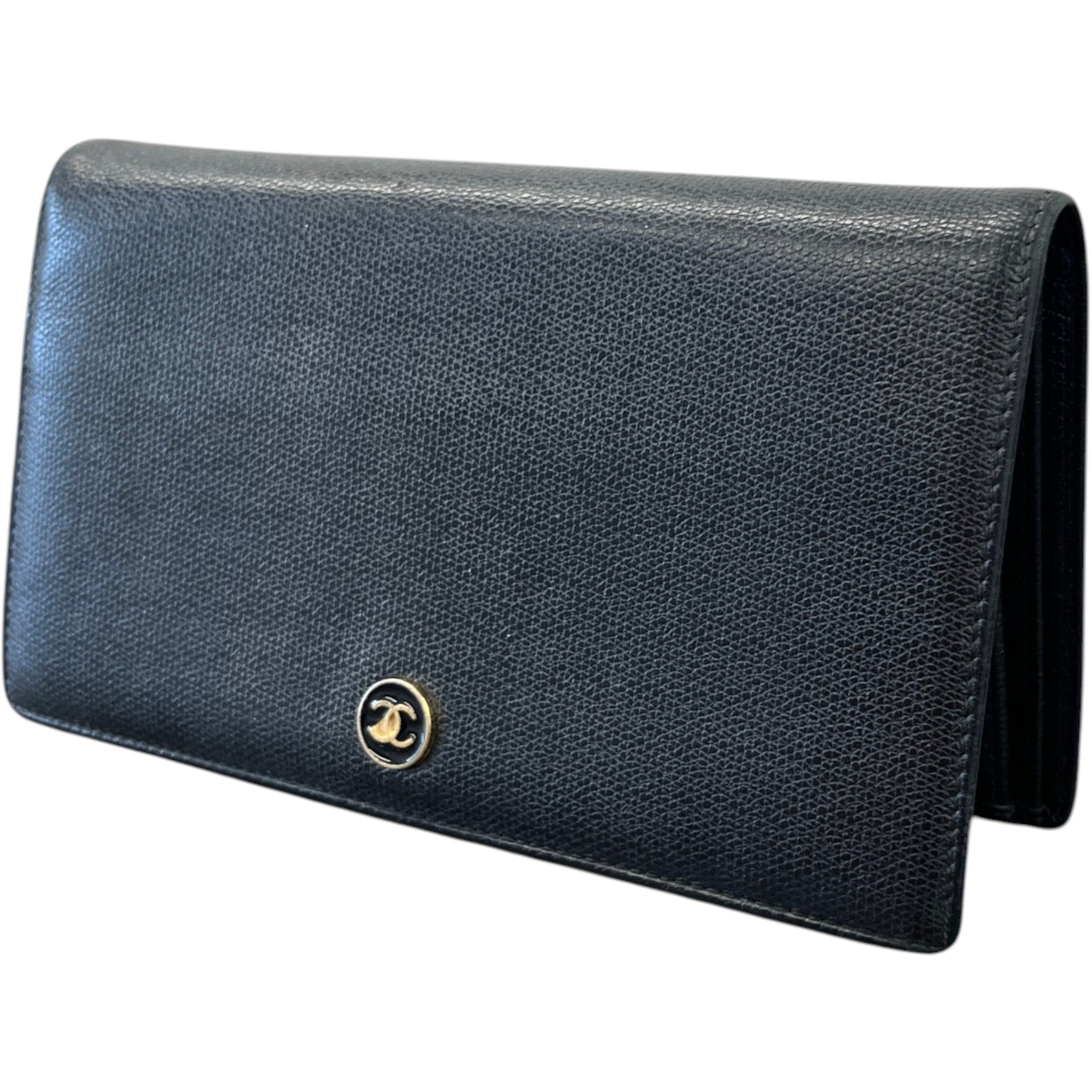 Women's Vintage Coco Button Wallet Black