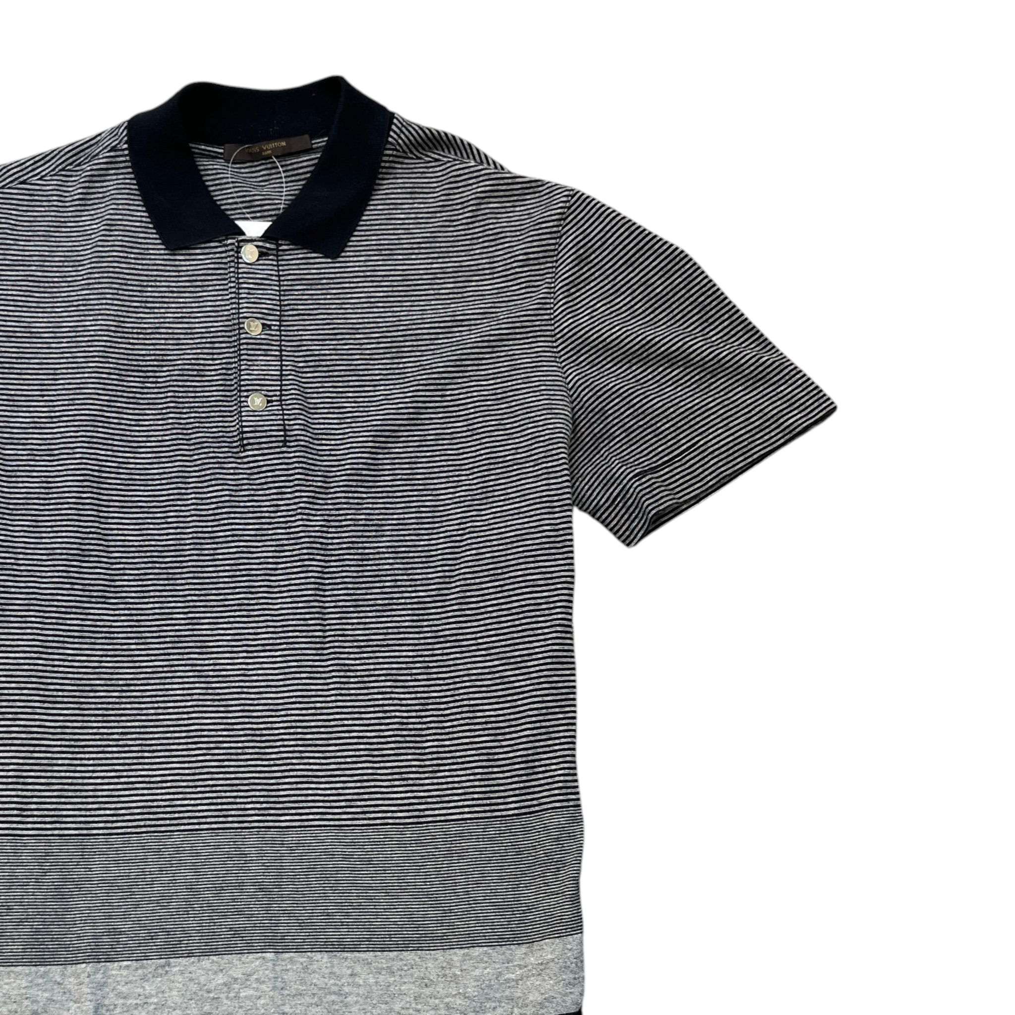 Men's Stripe Polo Shirt Grey Size S