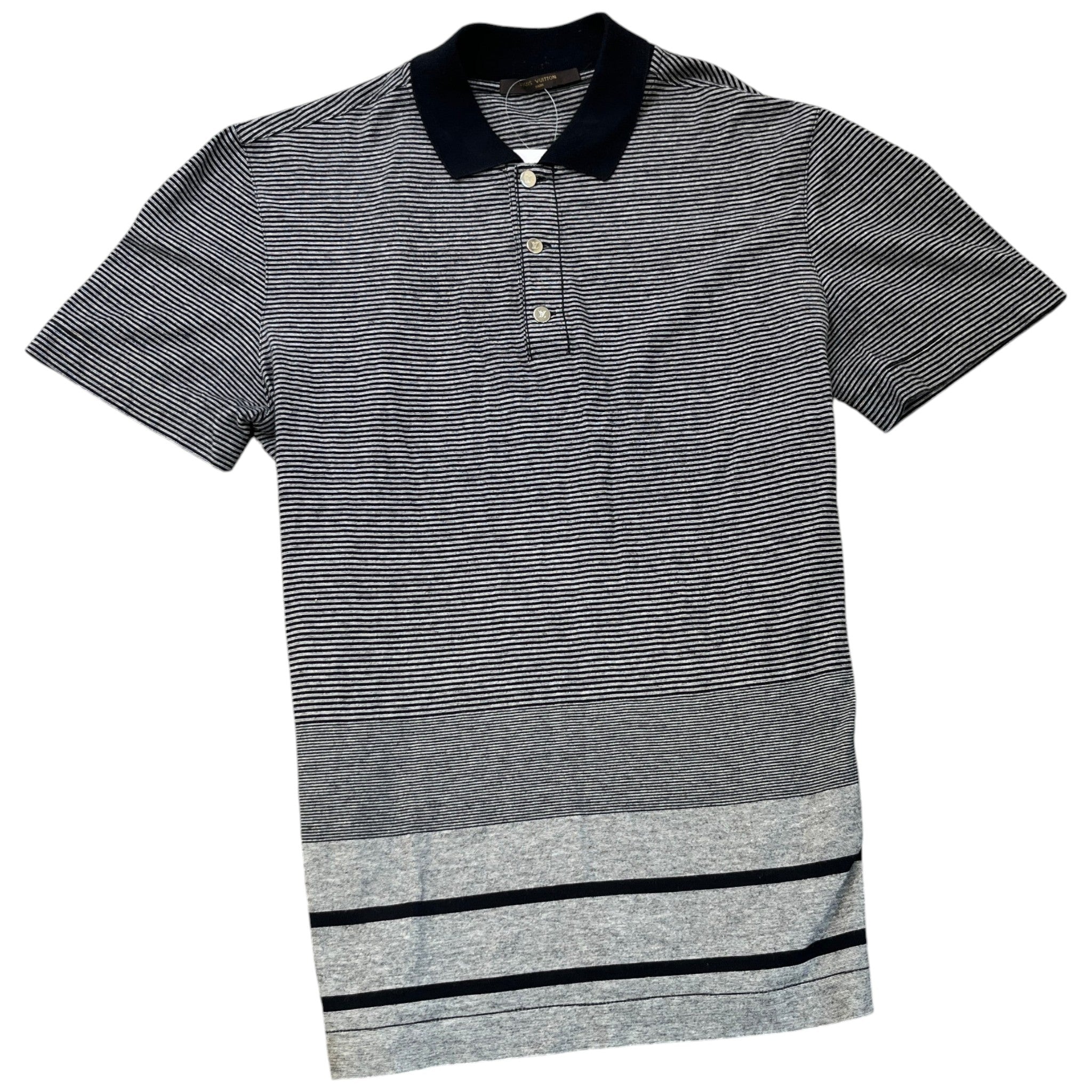 Men's Stripe Polo Shirt Grey Size S