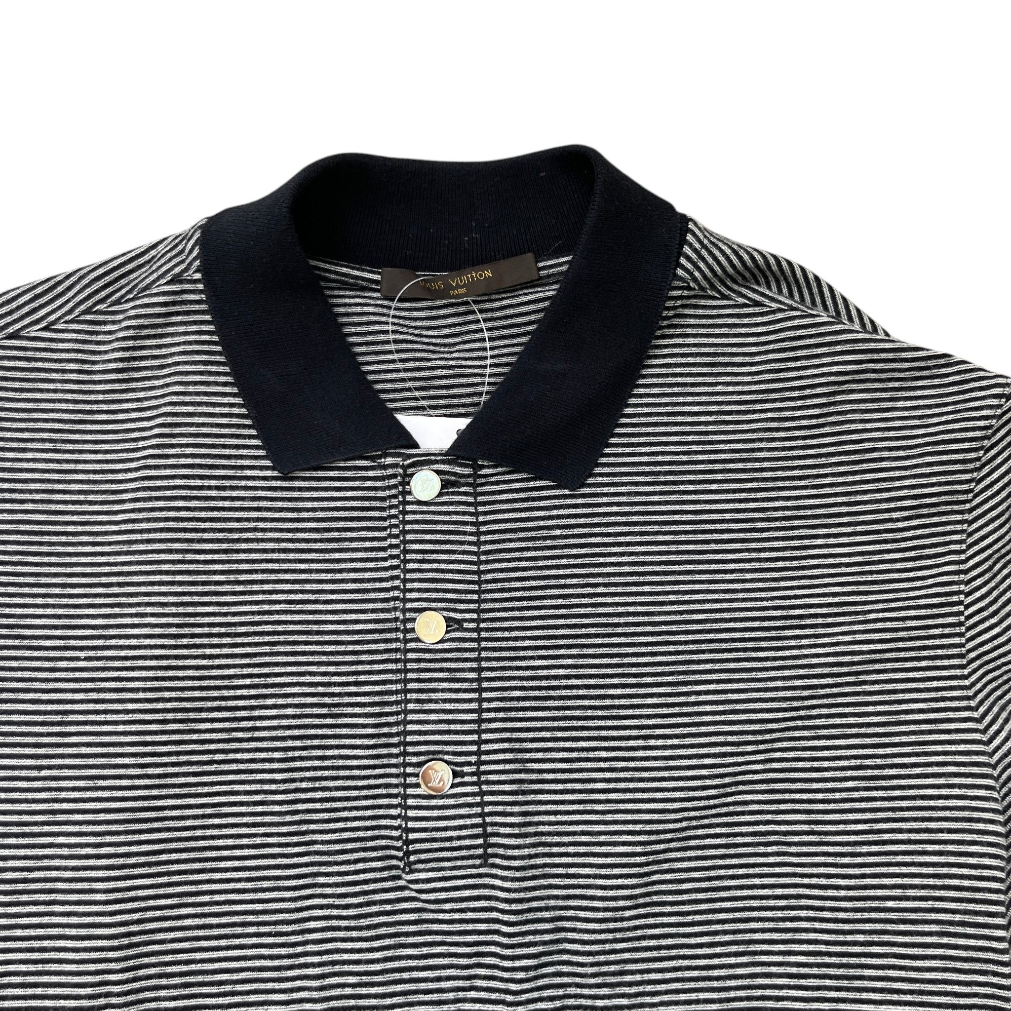 Men's Stripe Polo Shirt Grey Size S