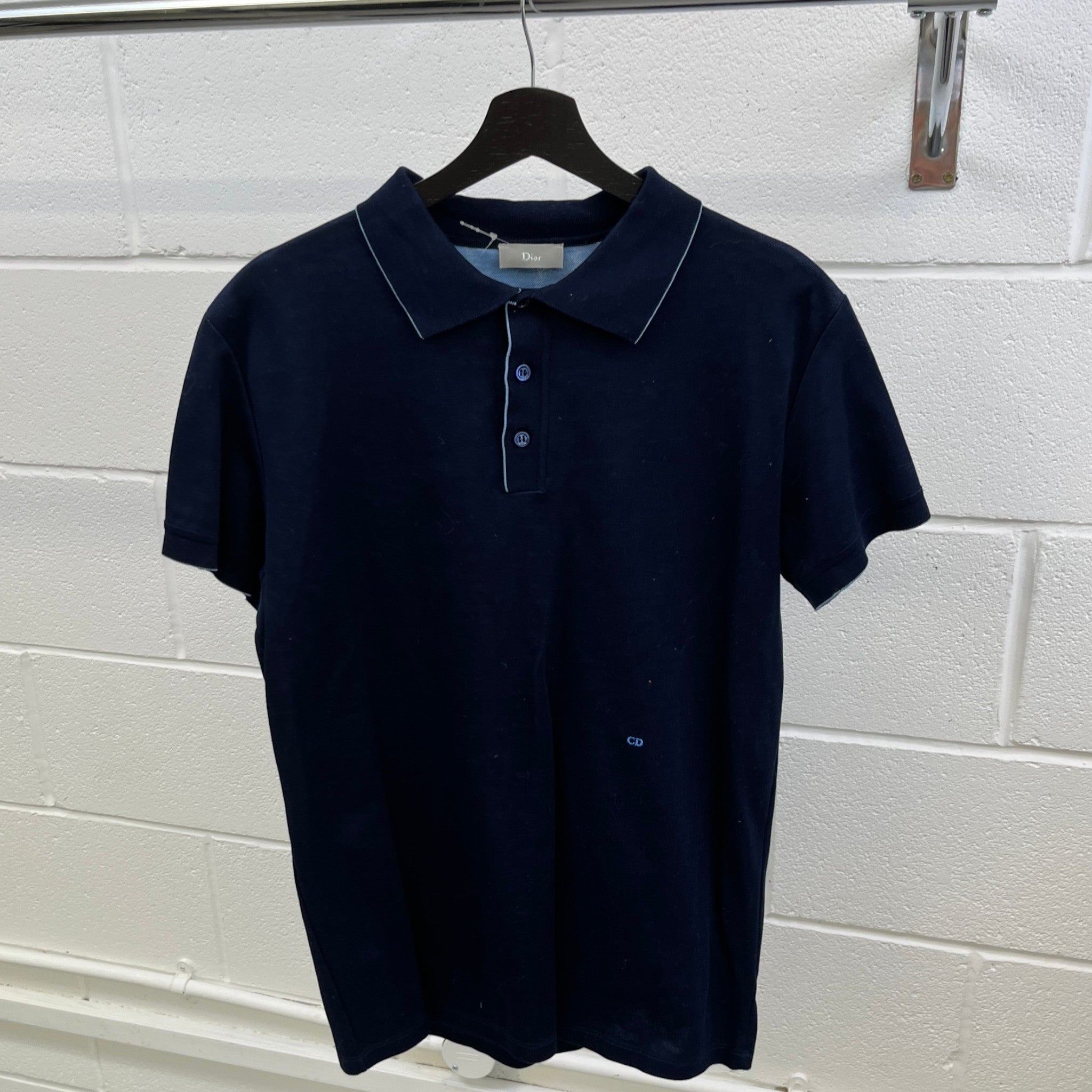 Men's Embroidered Logo Polo Shirt Navy Size L