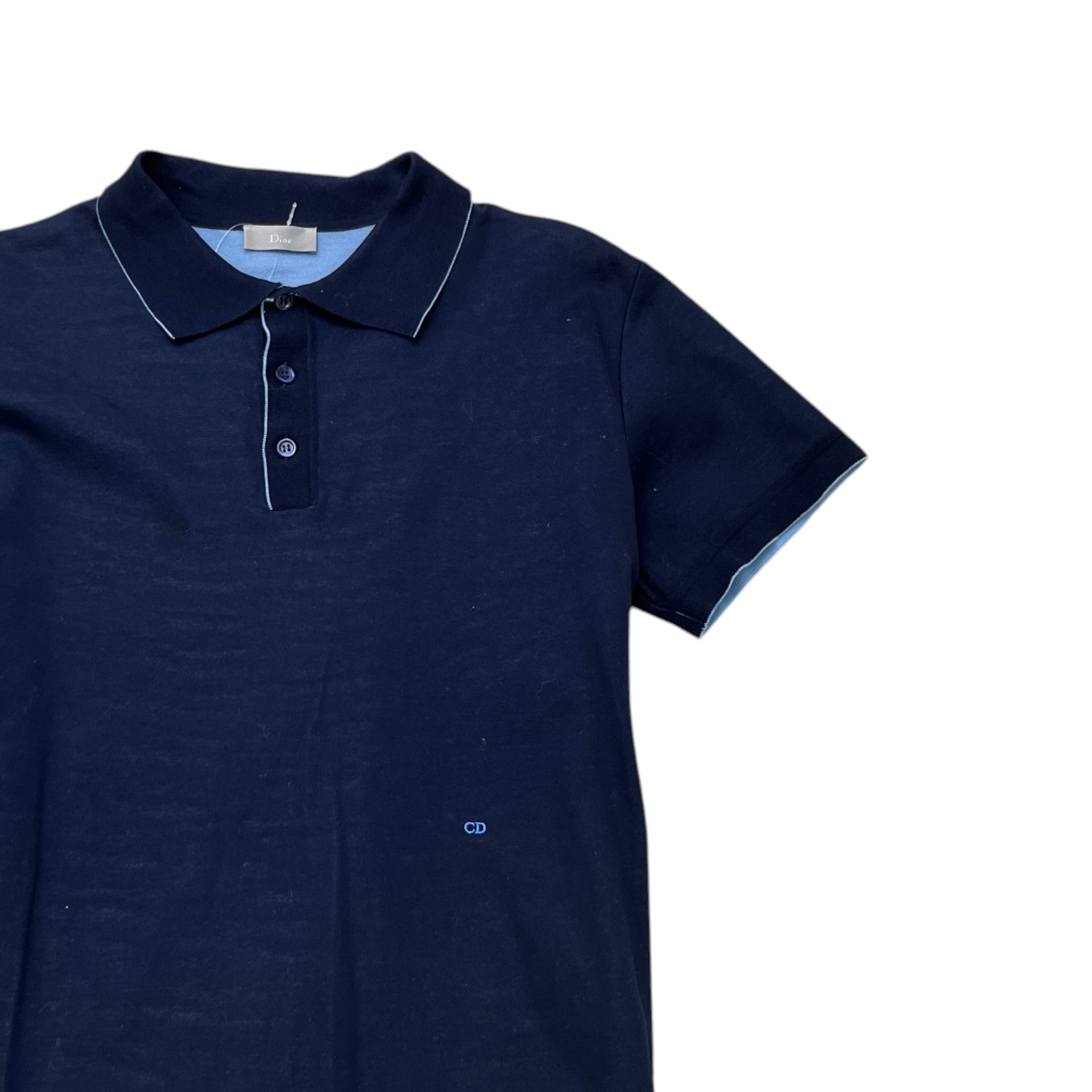 Men's Embroidered Logo Polo Shirt Navy Size L