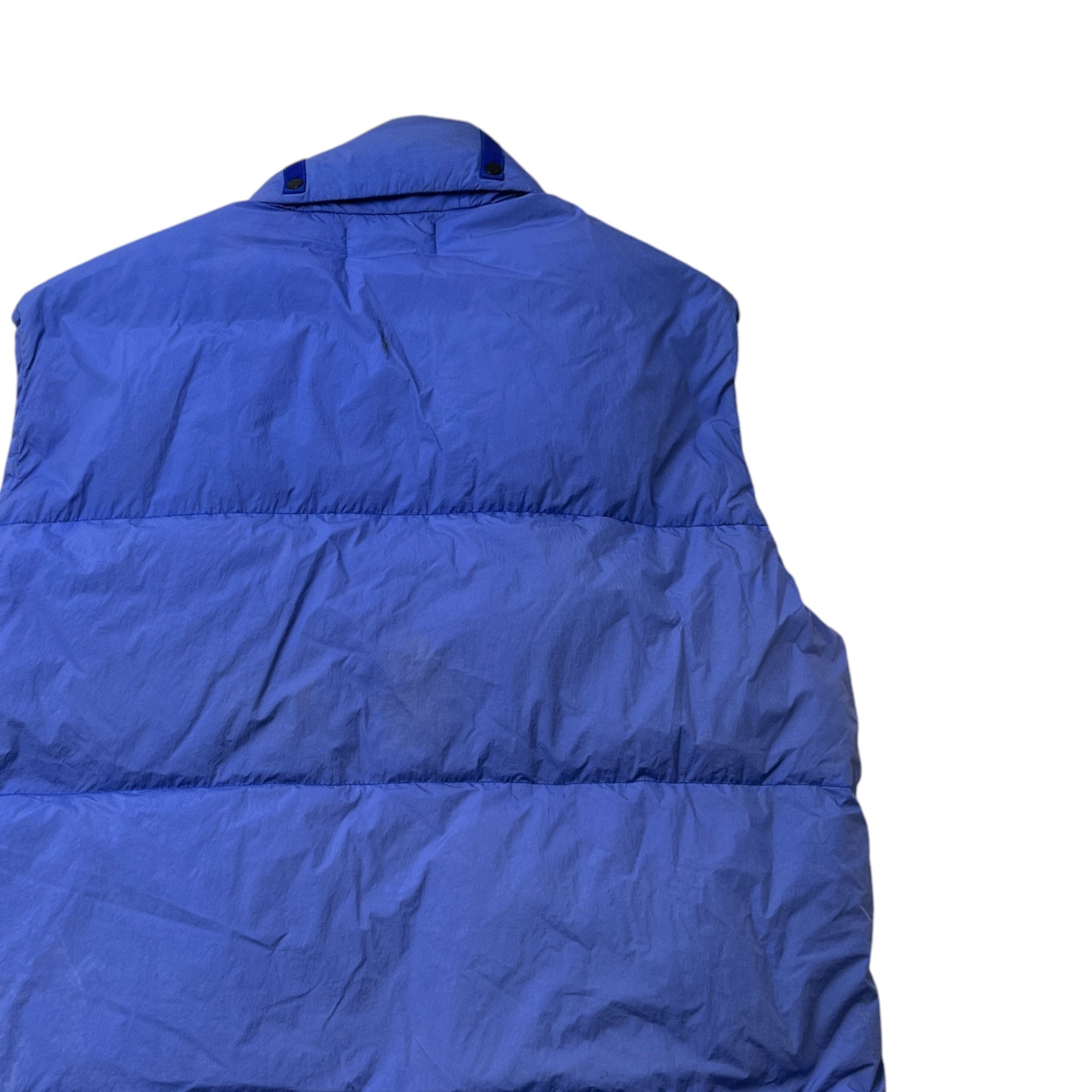 Men's Garment Dyed Crinkle Reps Applique Logo Gilet Blue Size XL