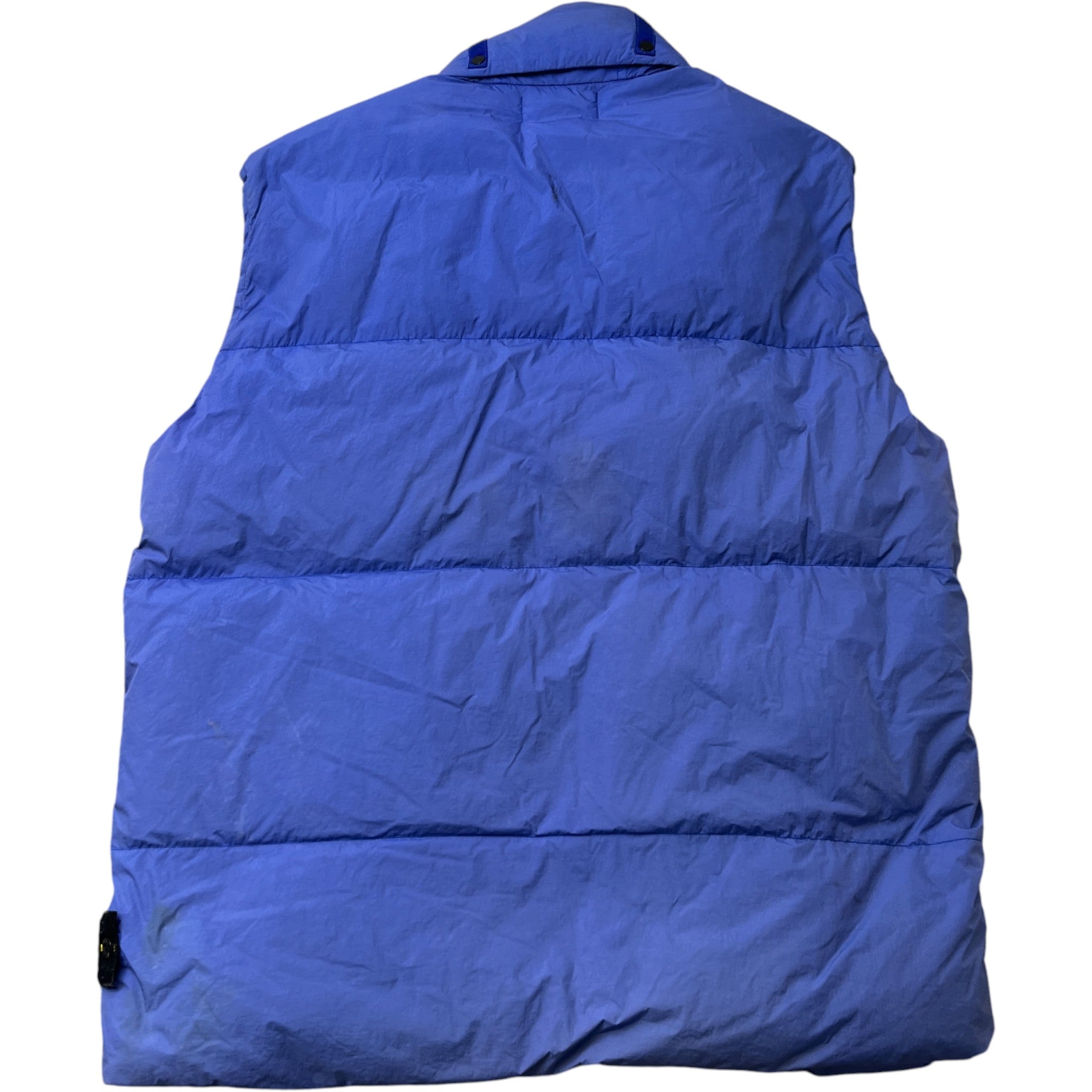 Men's Garment Dyed Crinkle Reps Applique Logo Gilet Blue Size XL