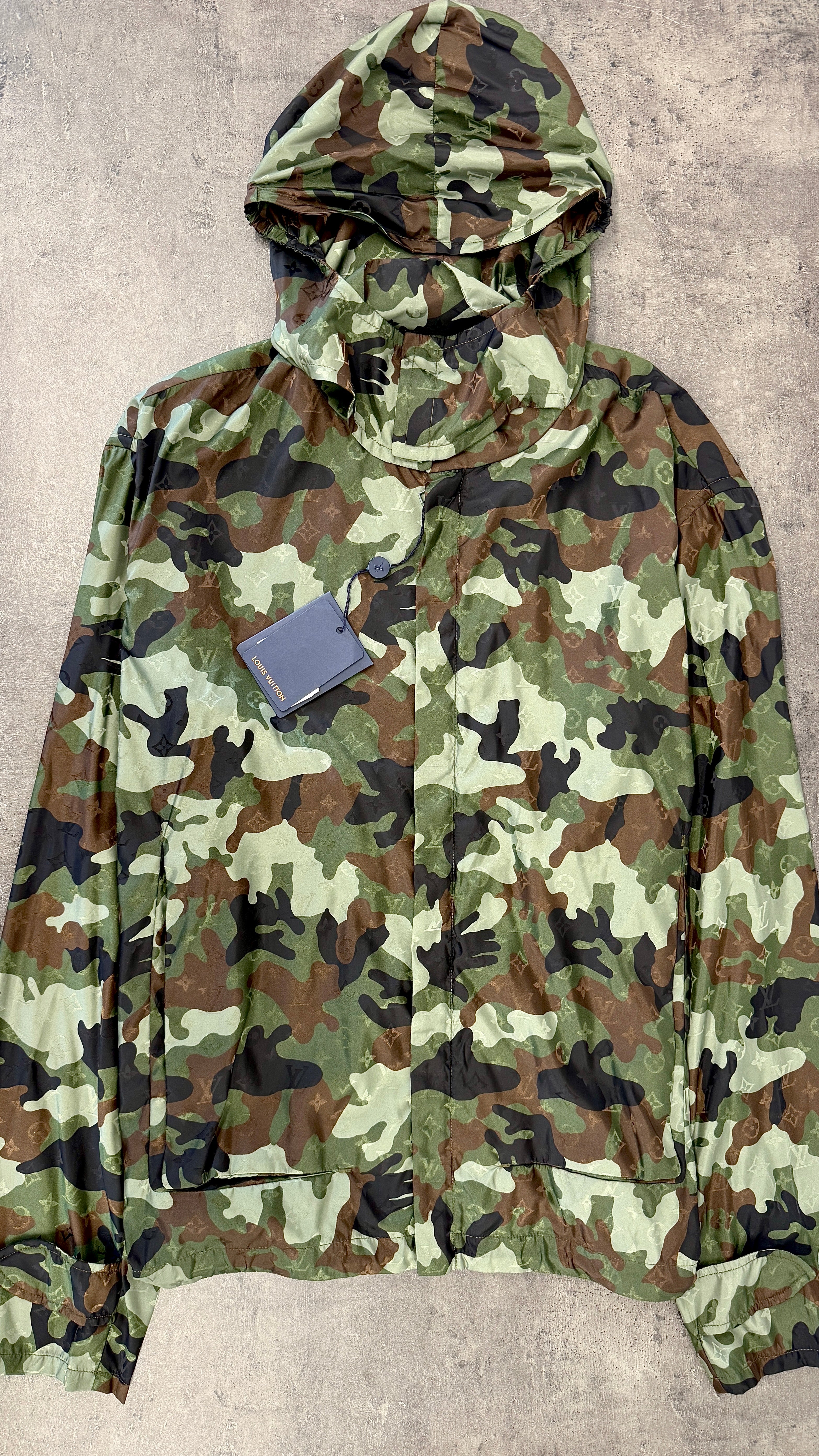 Men's Monogram Camo Windbreaker Khaki Size IT 52 / XL