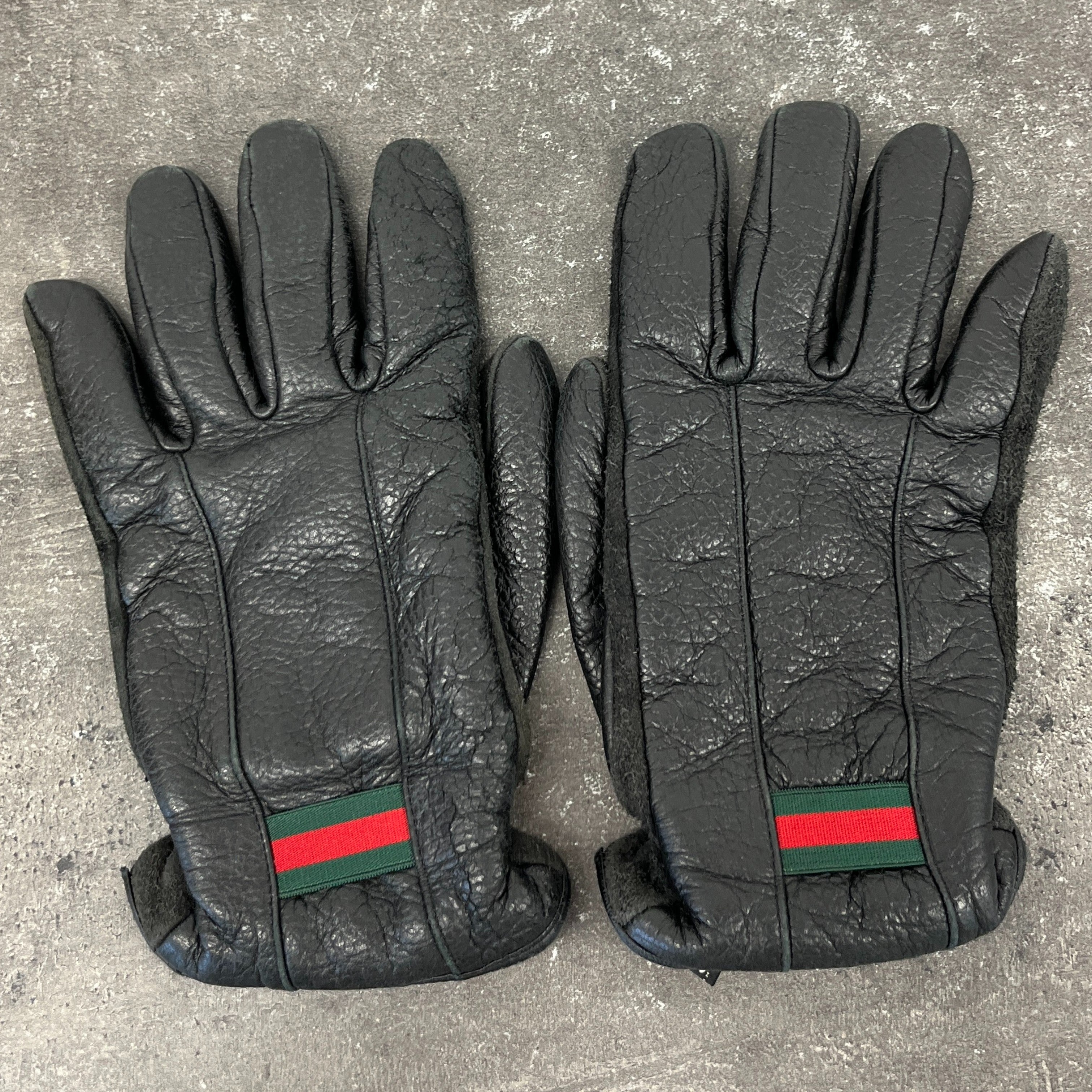 Men's Web Stripe Gloves Black