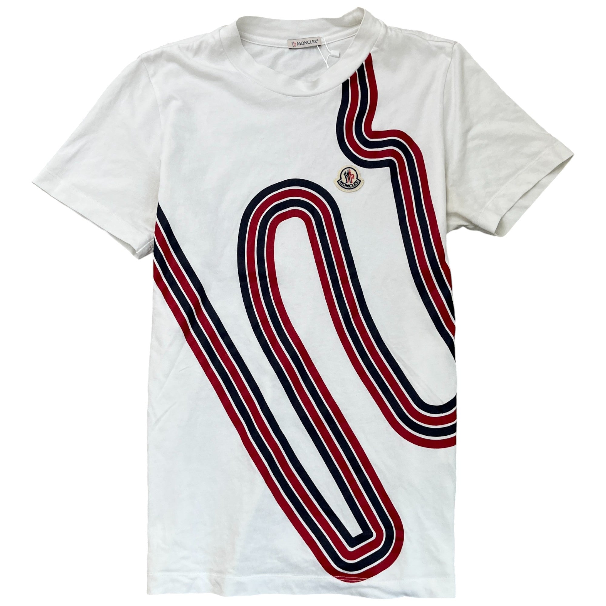 Men's Stripe Print Maglia Logo T-Shirt White Size XS