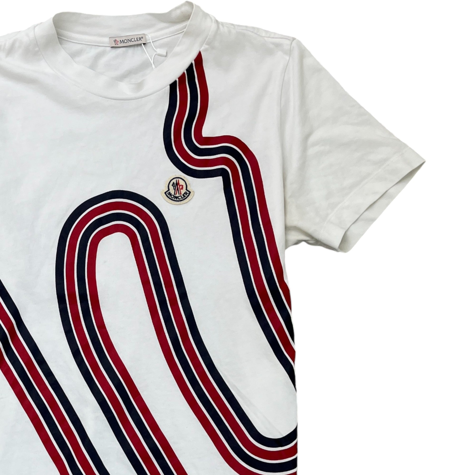 Men's Stripe Print Maglia Logo T-Shirt White Size XS