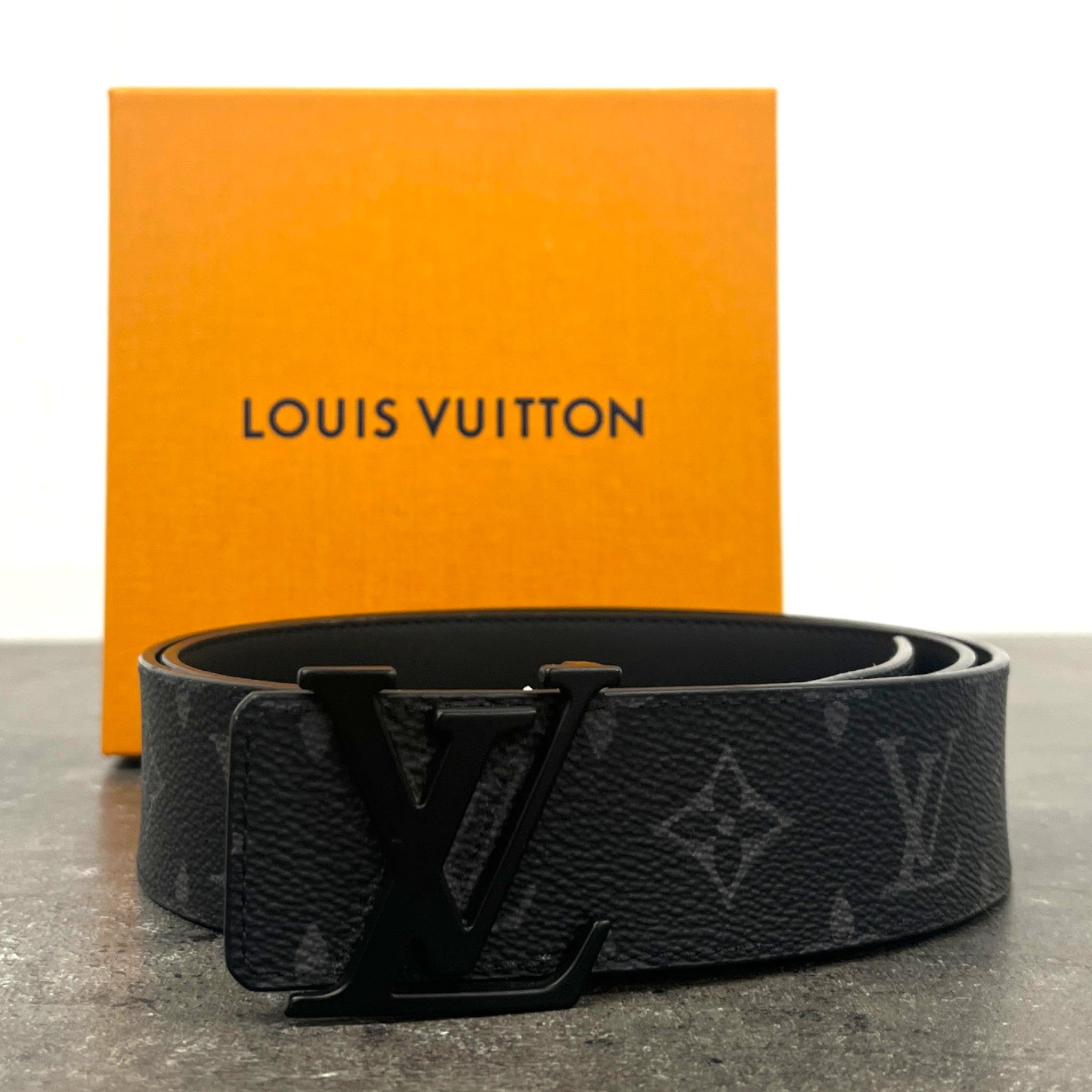Men's Lv Initials 40Mm Monogram Eclipse Belt Black Size Waist 34"
