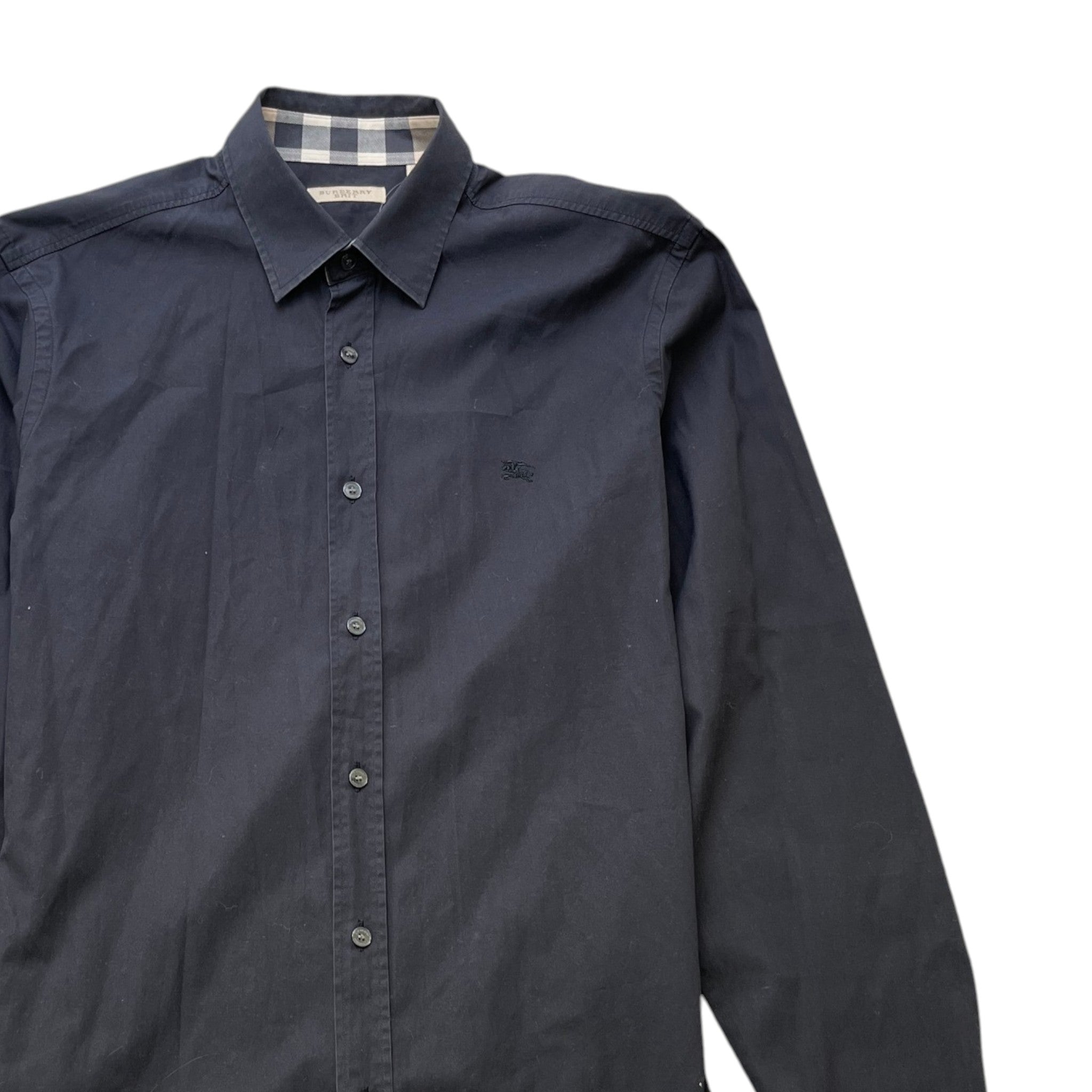 Men's Embroidered Logo Long Sleeve Shirt Black Size L