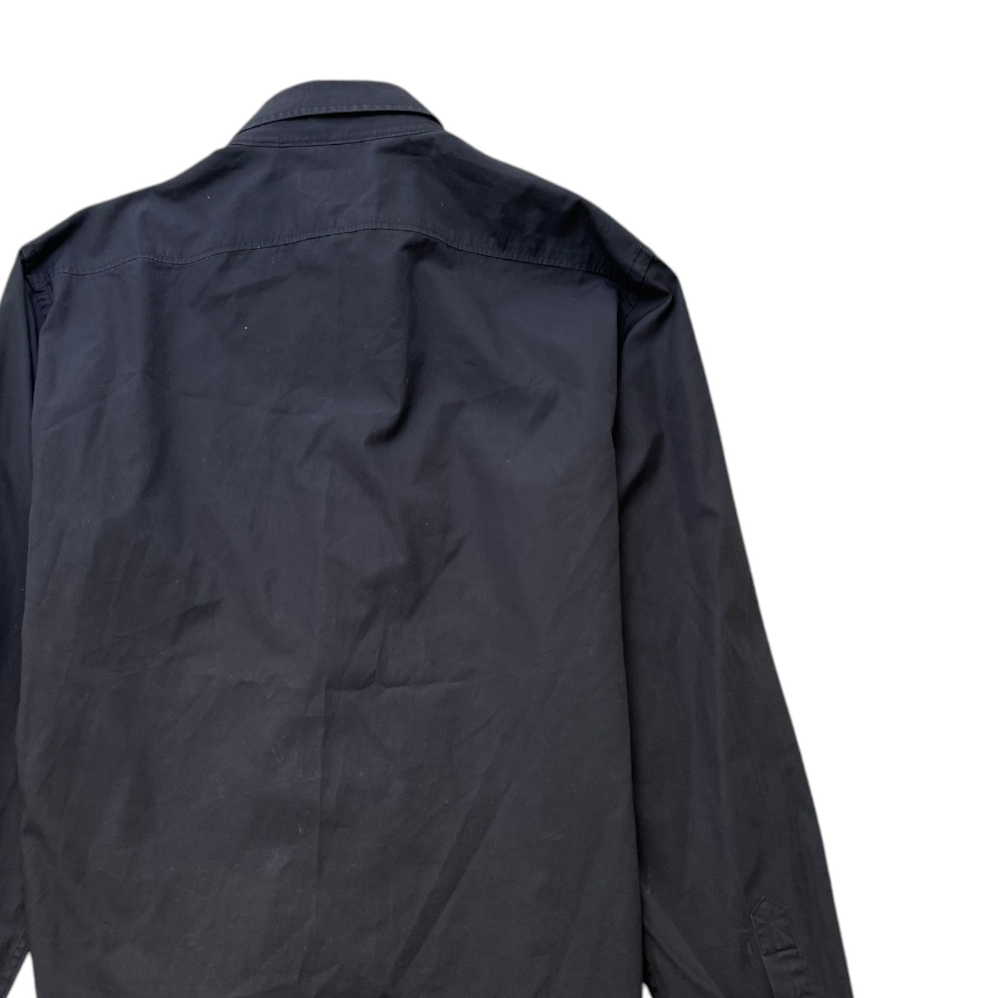 Men's Embroidered Logo Long Sleeve Shirt Black Size L