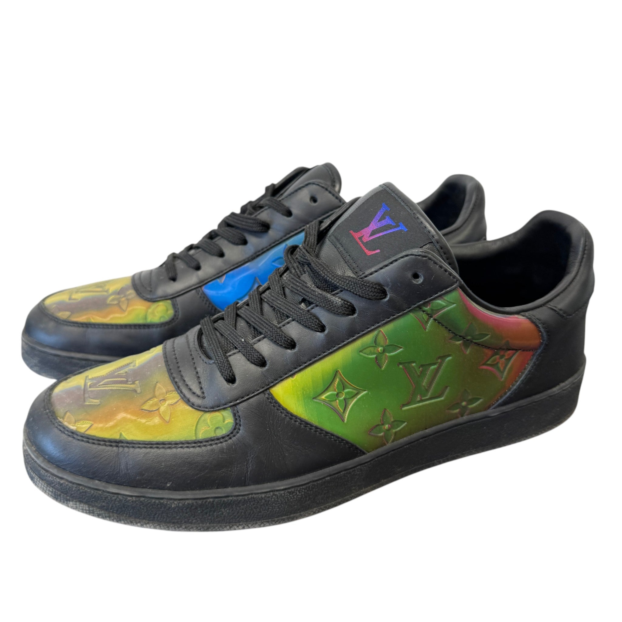 Men's Luxembourg Holographic Monogram Low Trainers Black Size EU 42 / UK 8