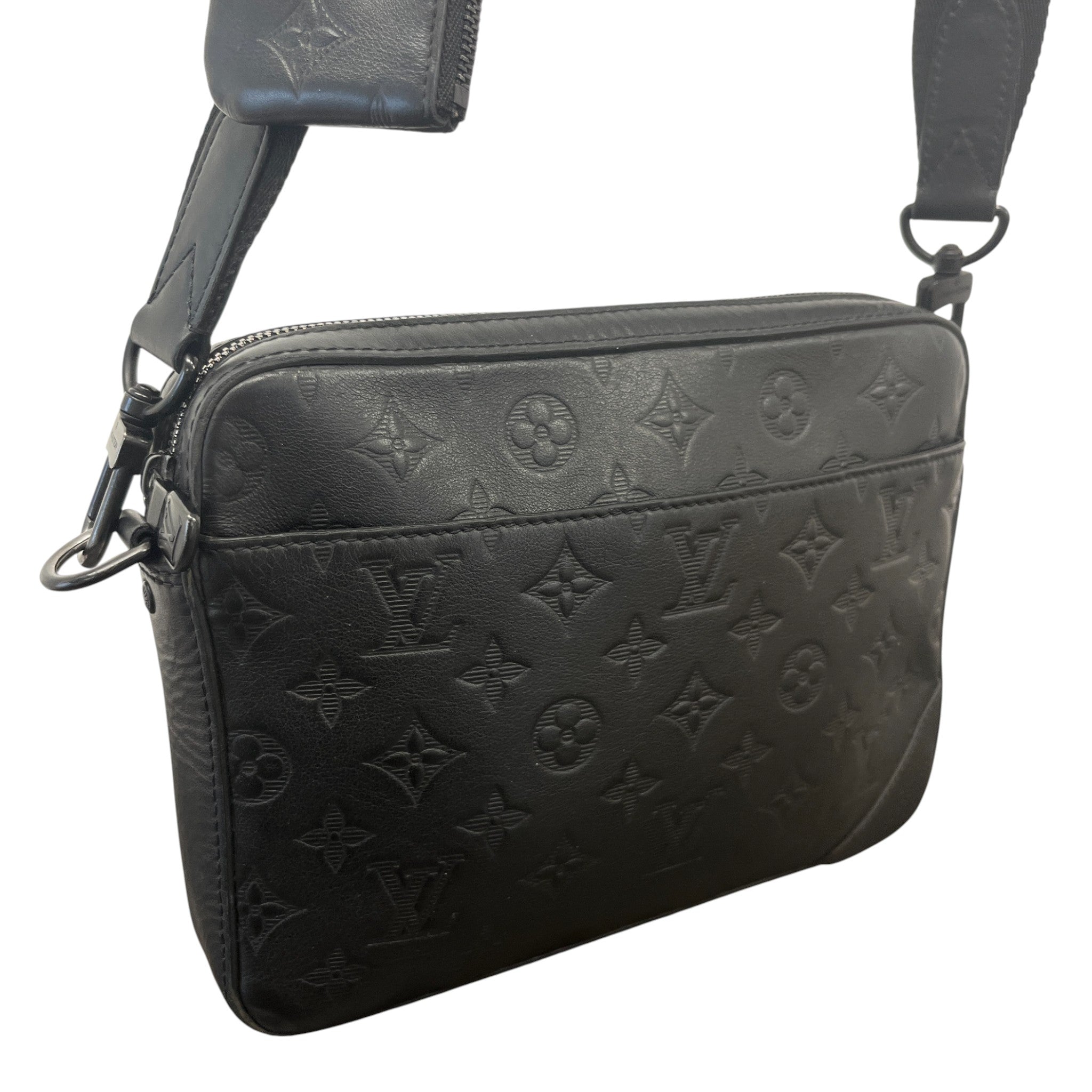 Men's Monogram Shadow Duo Messenger Bag Black