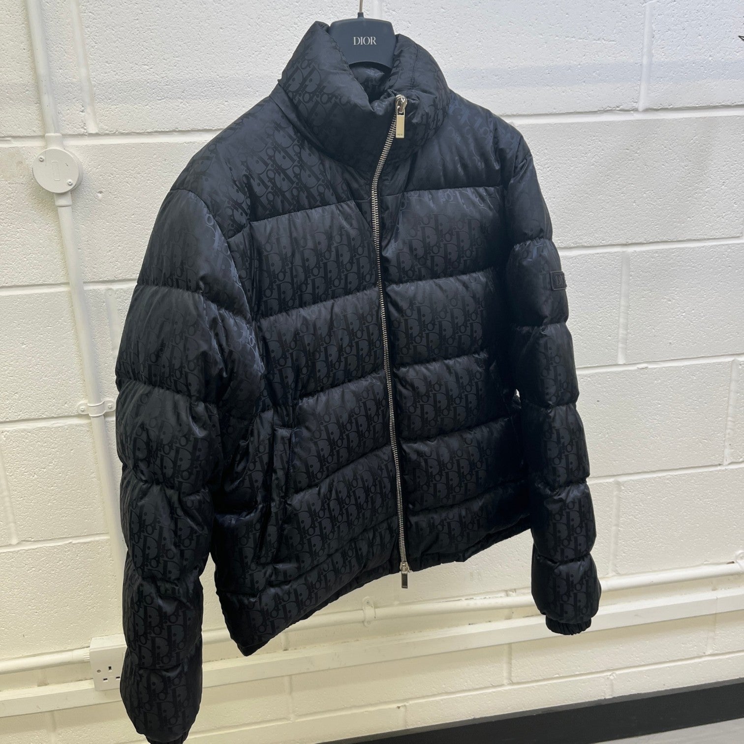 Men's Oblique Bomber Down Jacket Black Size IT 50 / L