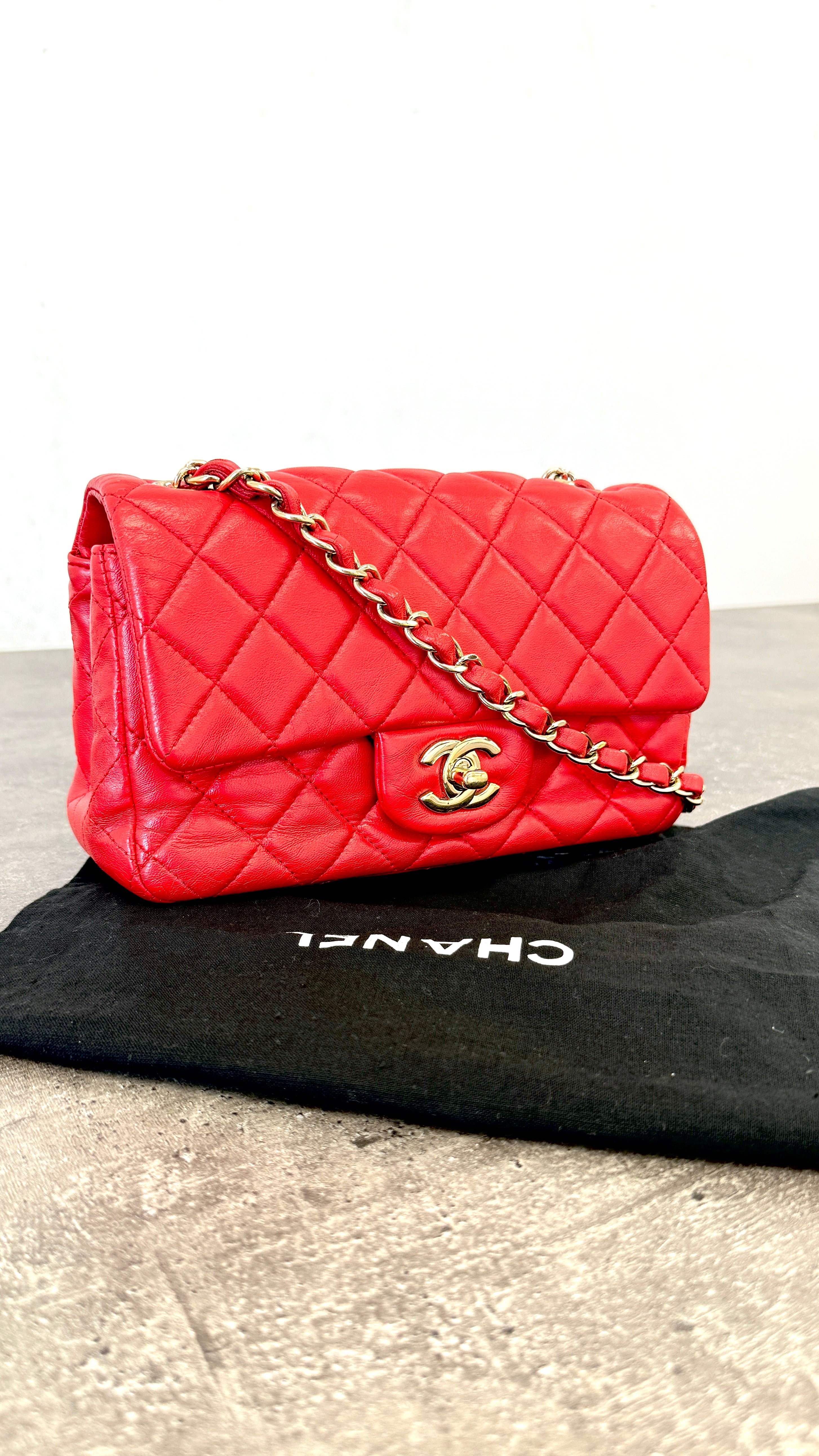 Women's Mini Classic Flap Lambskin Bag Red