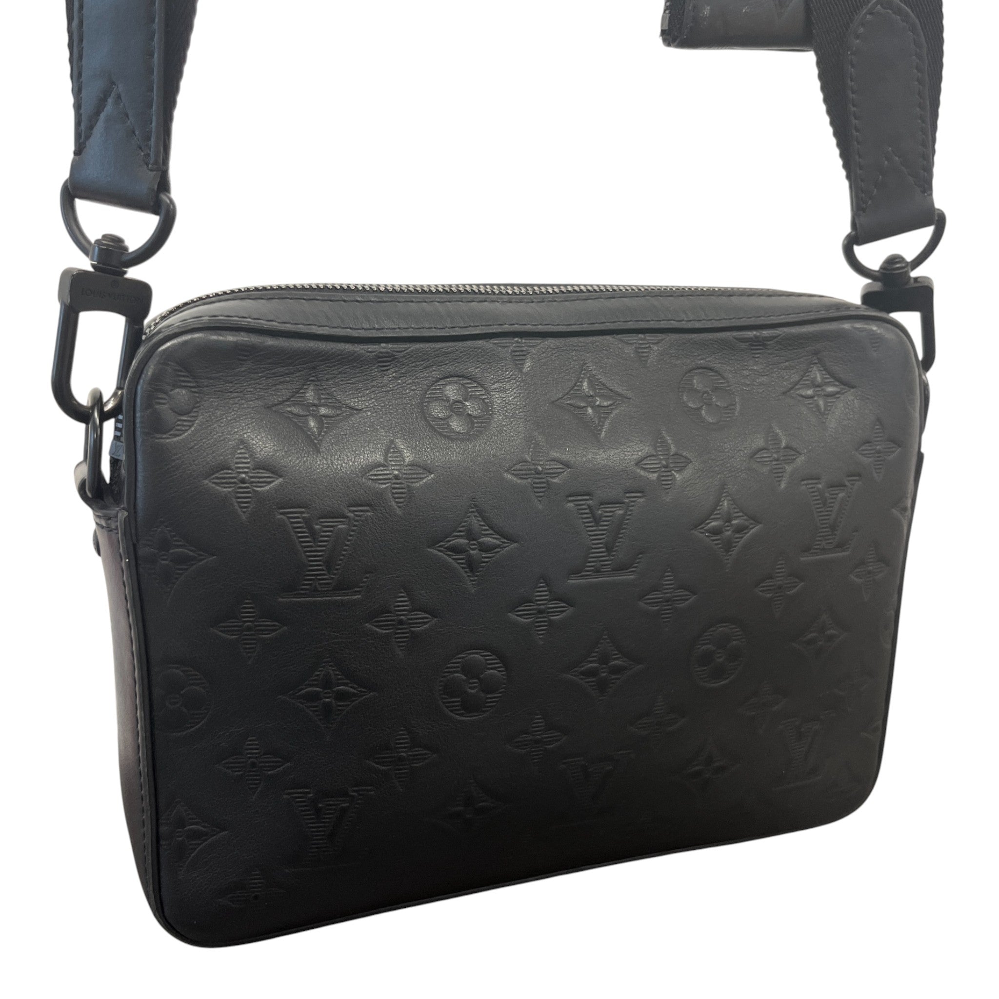 Men's Monogram Shadow Duo Messenger Bag Black