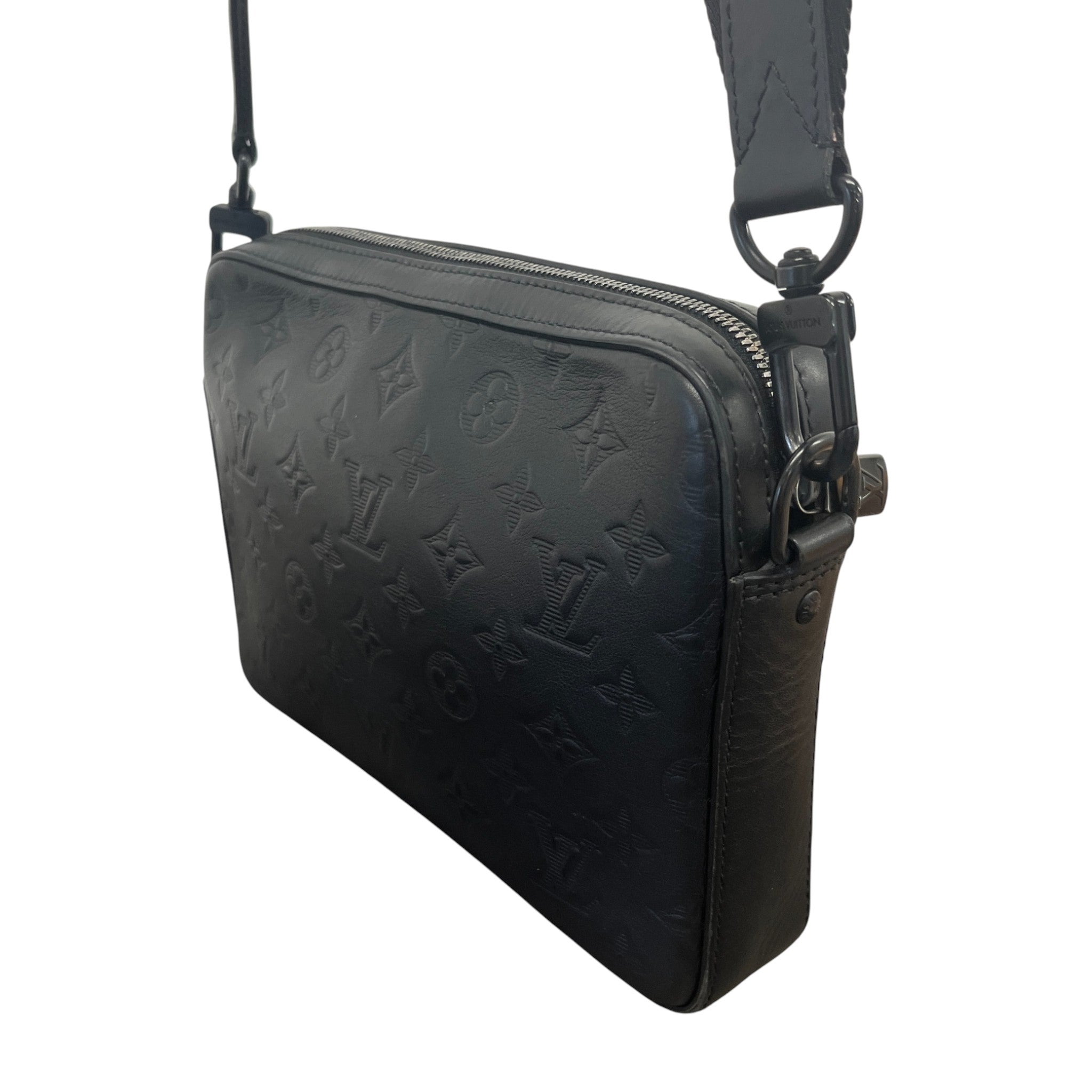 Men's Monogram Shadow Duo Messenger Bag Black