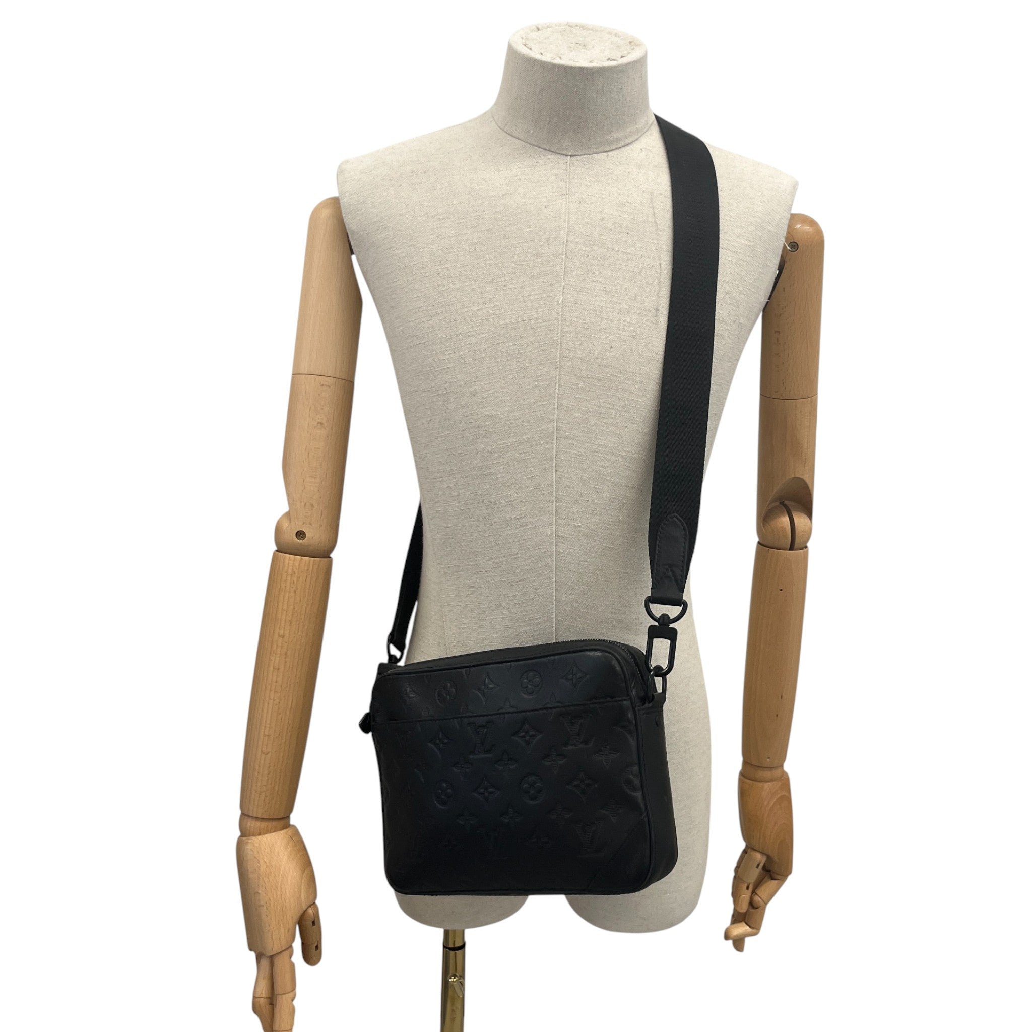 Men's Monogram Shadow Duo Messenger Bag Black