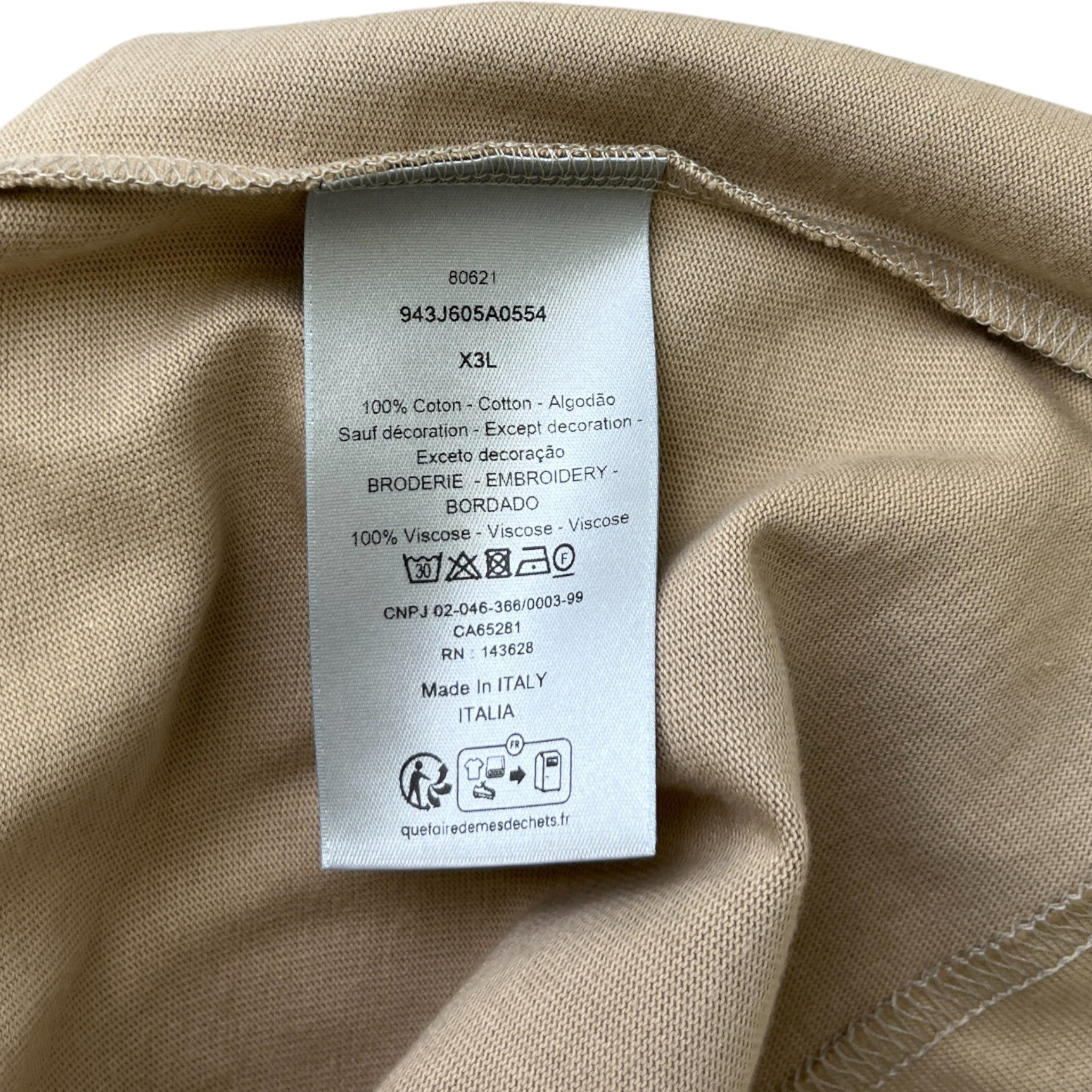 Men's Cd Icon T-Shirt Beige Size XXXL