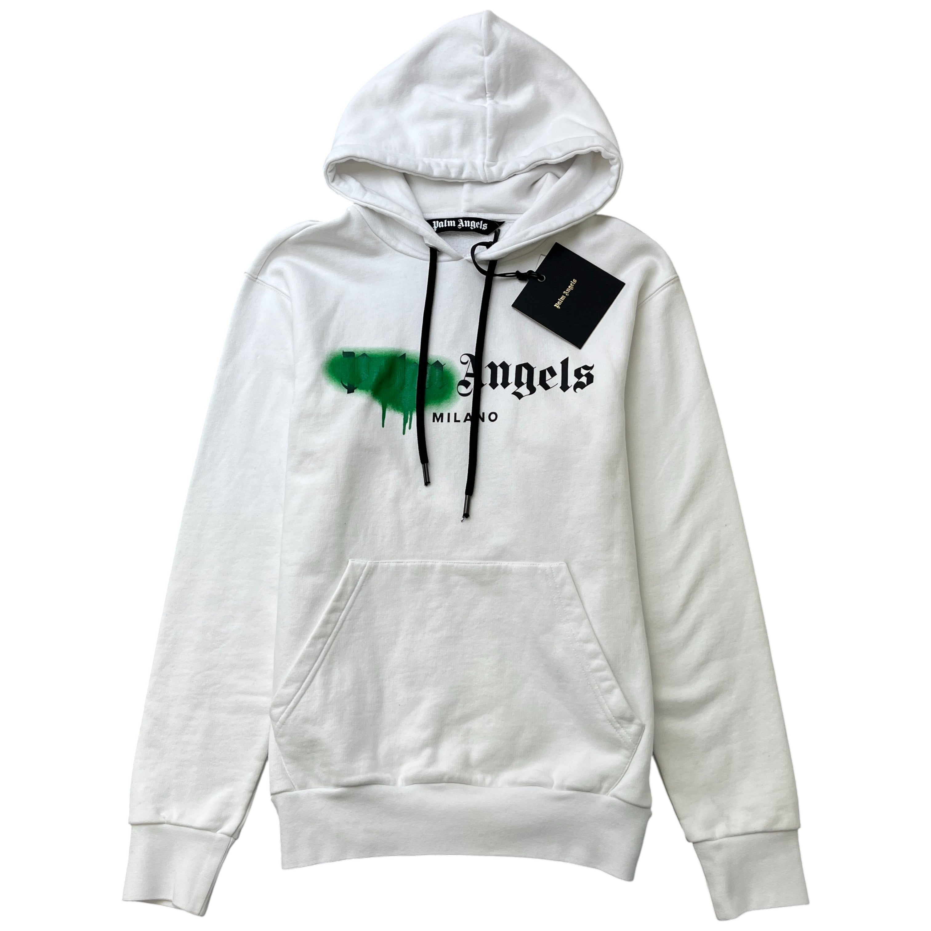 Men's Milano Sprayed Logo Hoodie White Size XS