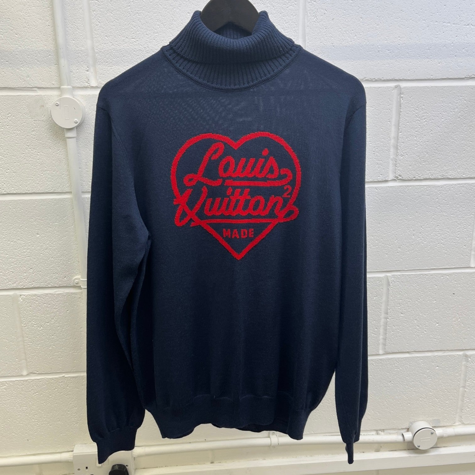 Men's Heart Intarsia Jumper Navy Size XL