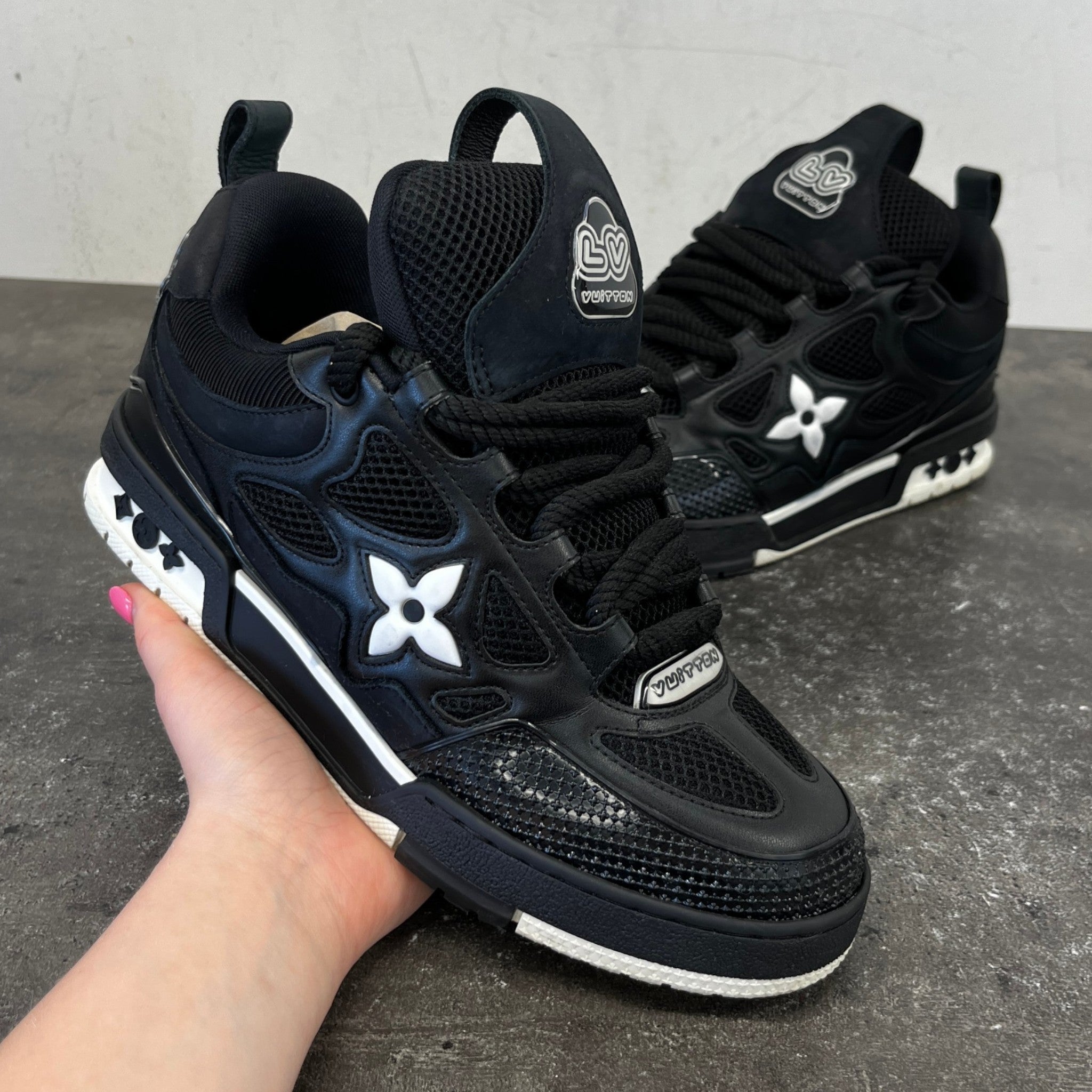 Men's Lv Skate Low Trainers Black Size EU 39.5 / UK 5.5
