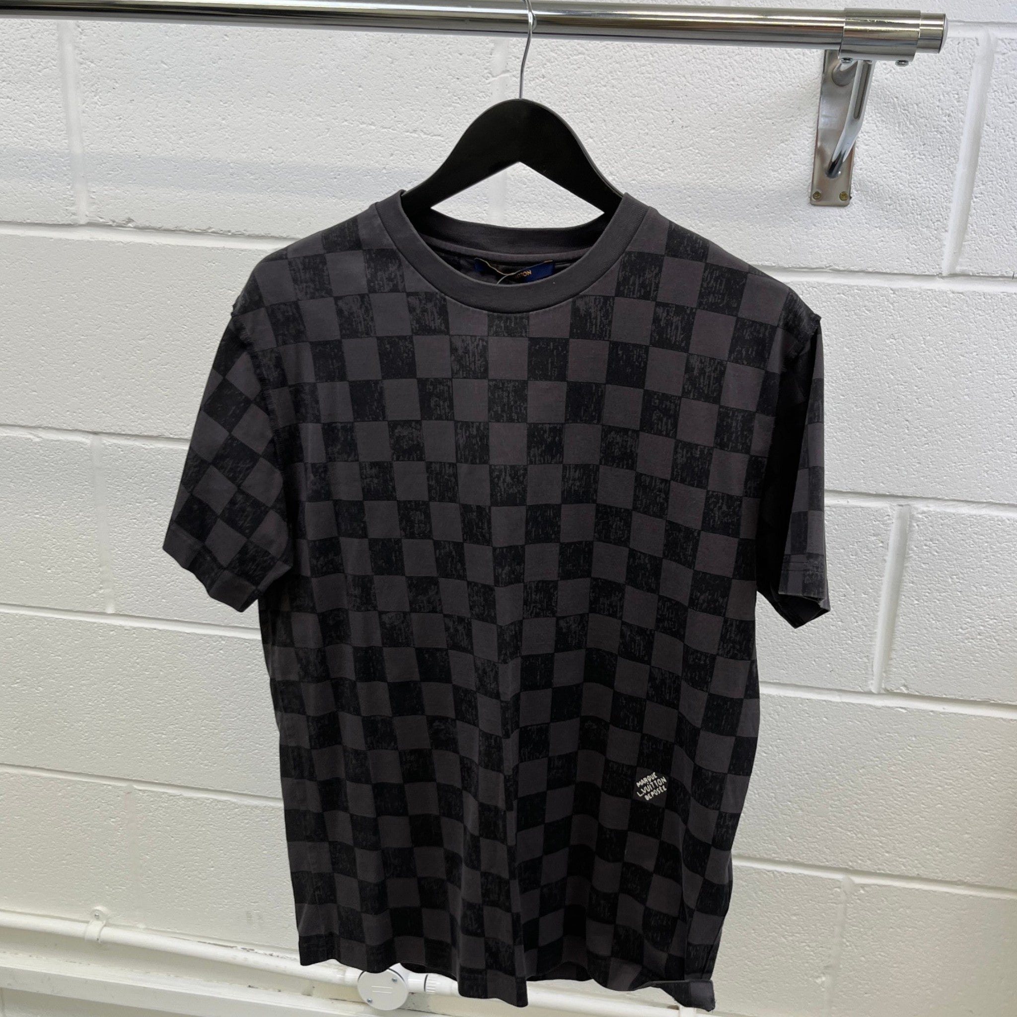 Men's Damier Piqué T-Shirt Grey Size M
