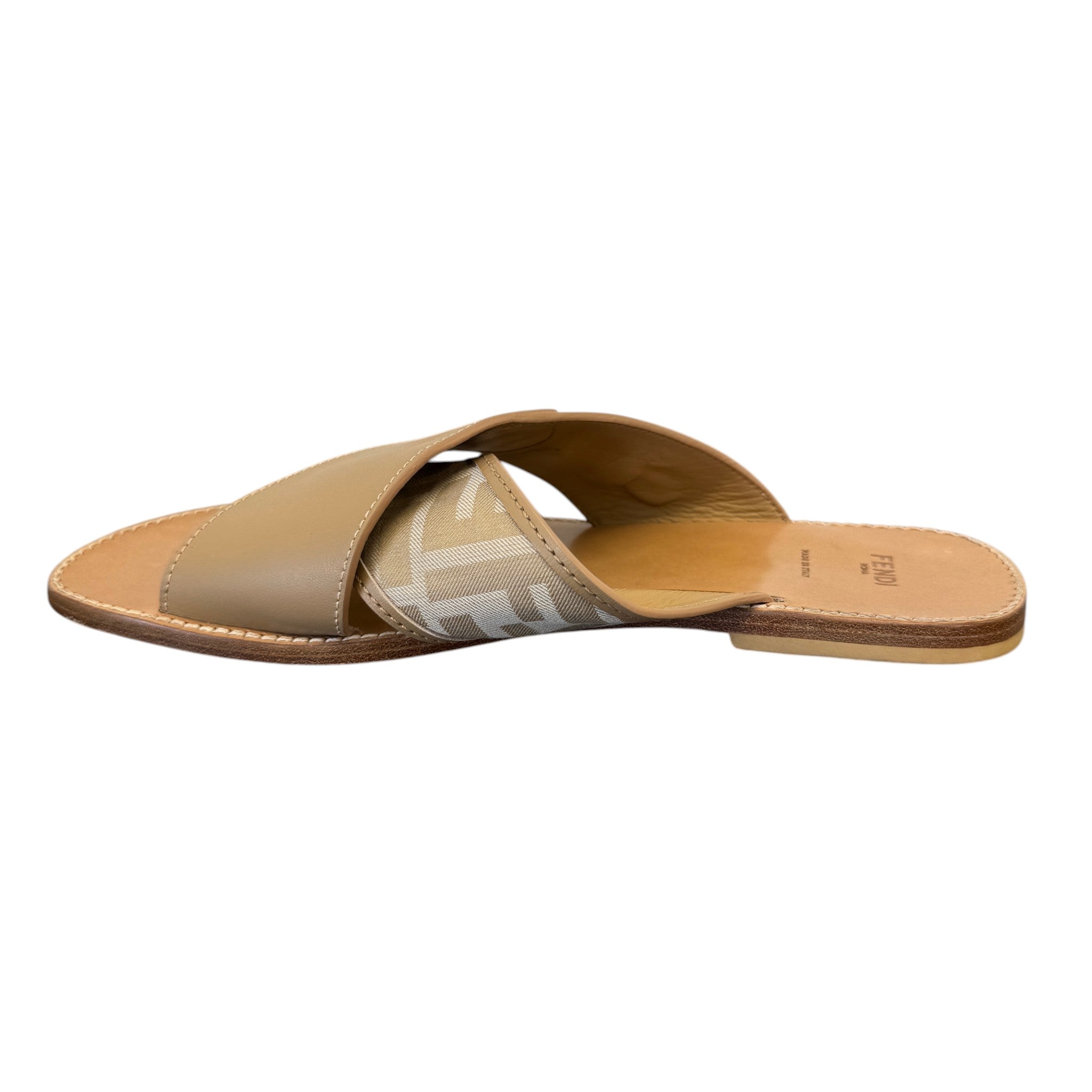Women's Ff Jaccquard Crossover Sandals Beige Size EU 39 / UK 6