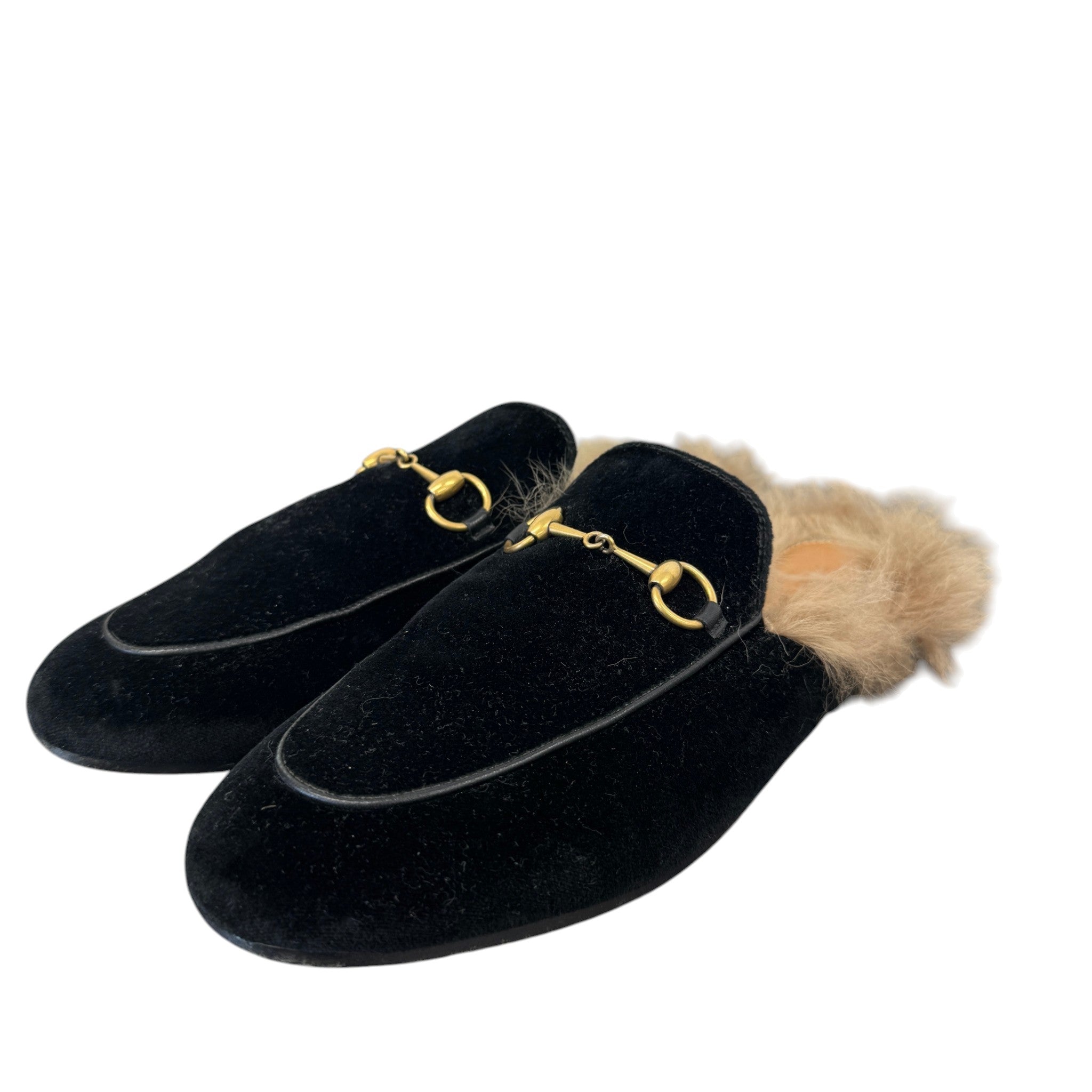 Women's Princetown Fur Loafers Black Size EU 39 / UK 6