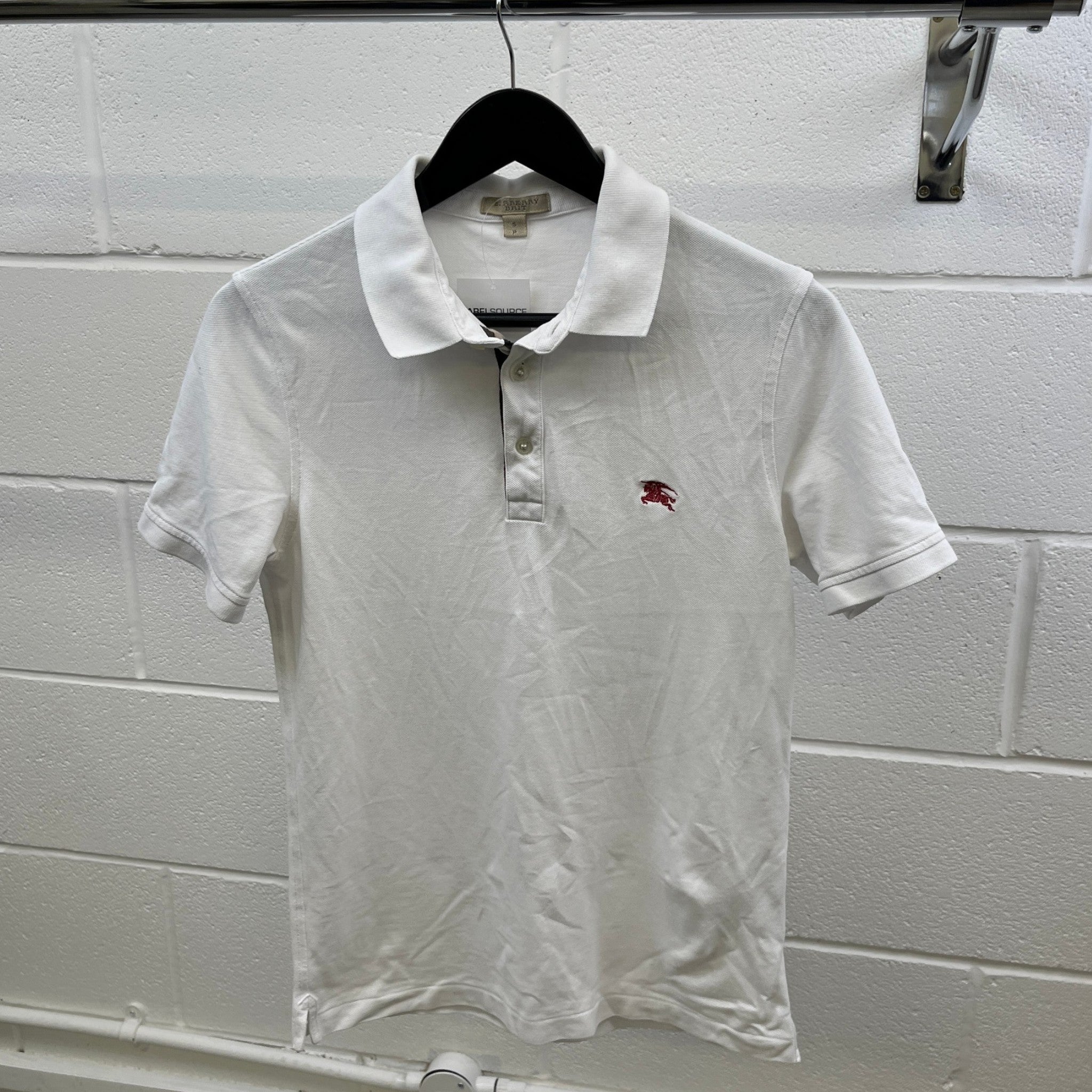 Men's Embroidered Logo Polo Shirt White Size S