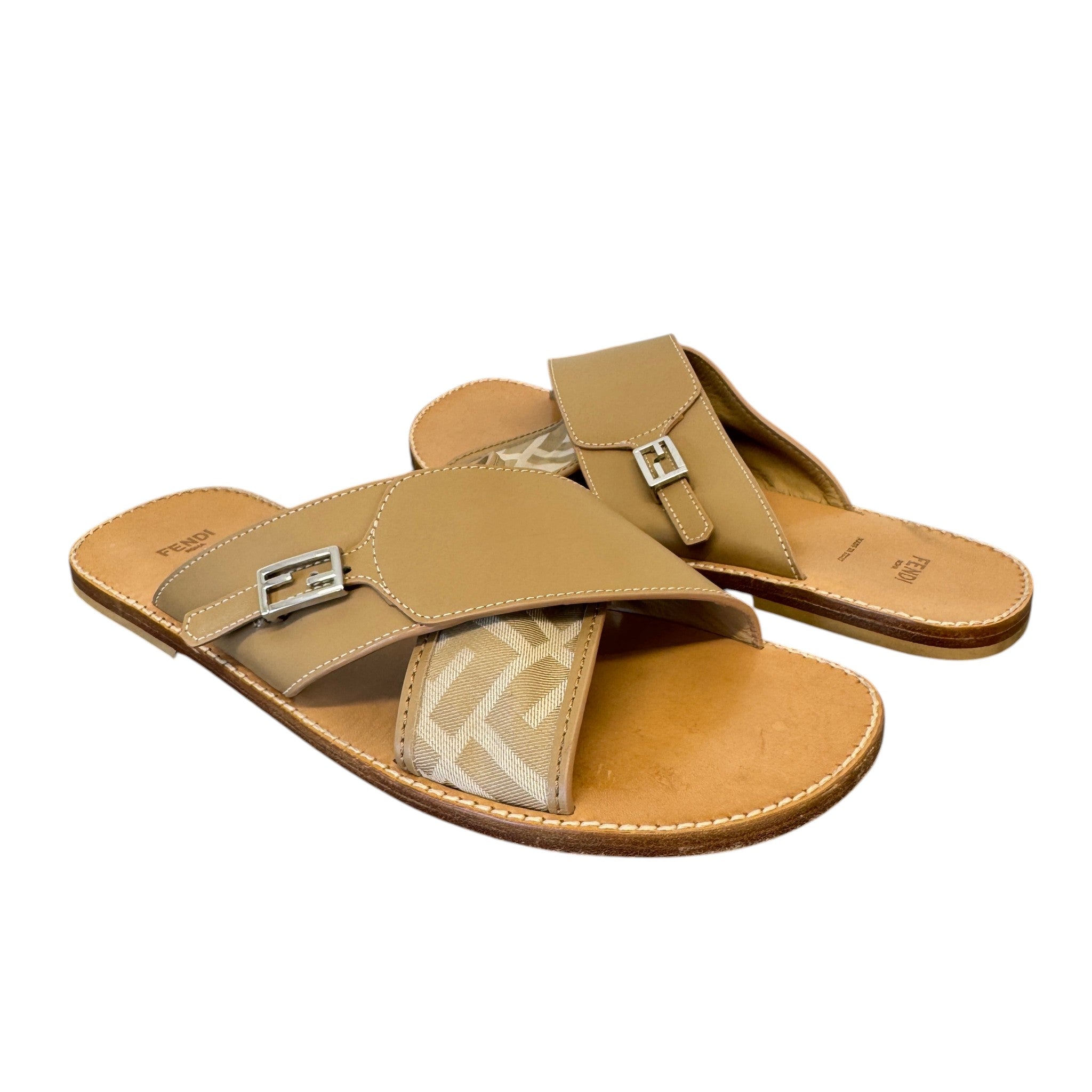 Women's Ff Jaccquard Crossover Sandals Beige Size EU 39 / UK 6