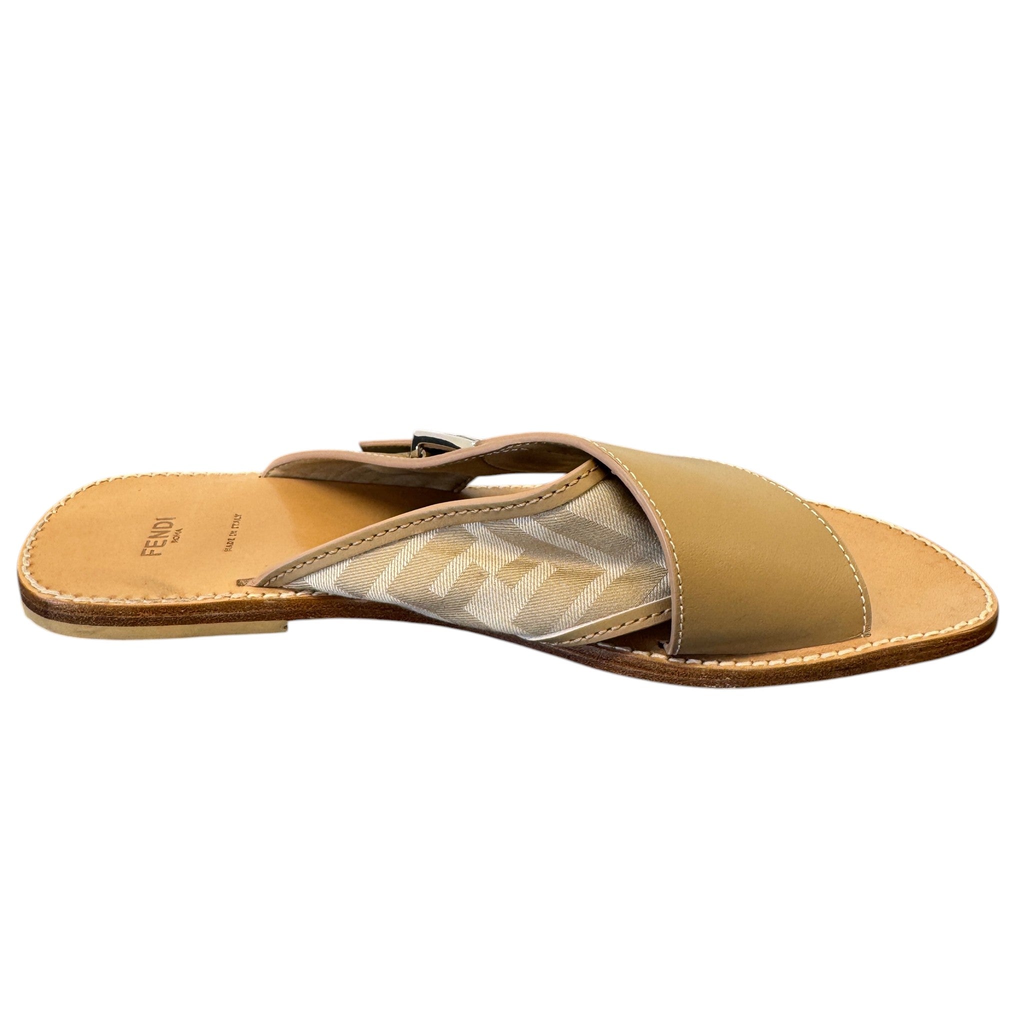 Women's Ff Jaccquard Crossover Sandals Beige Size EU 39 / UK 6
