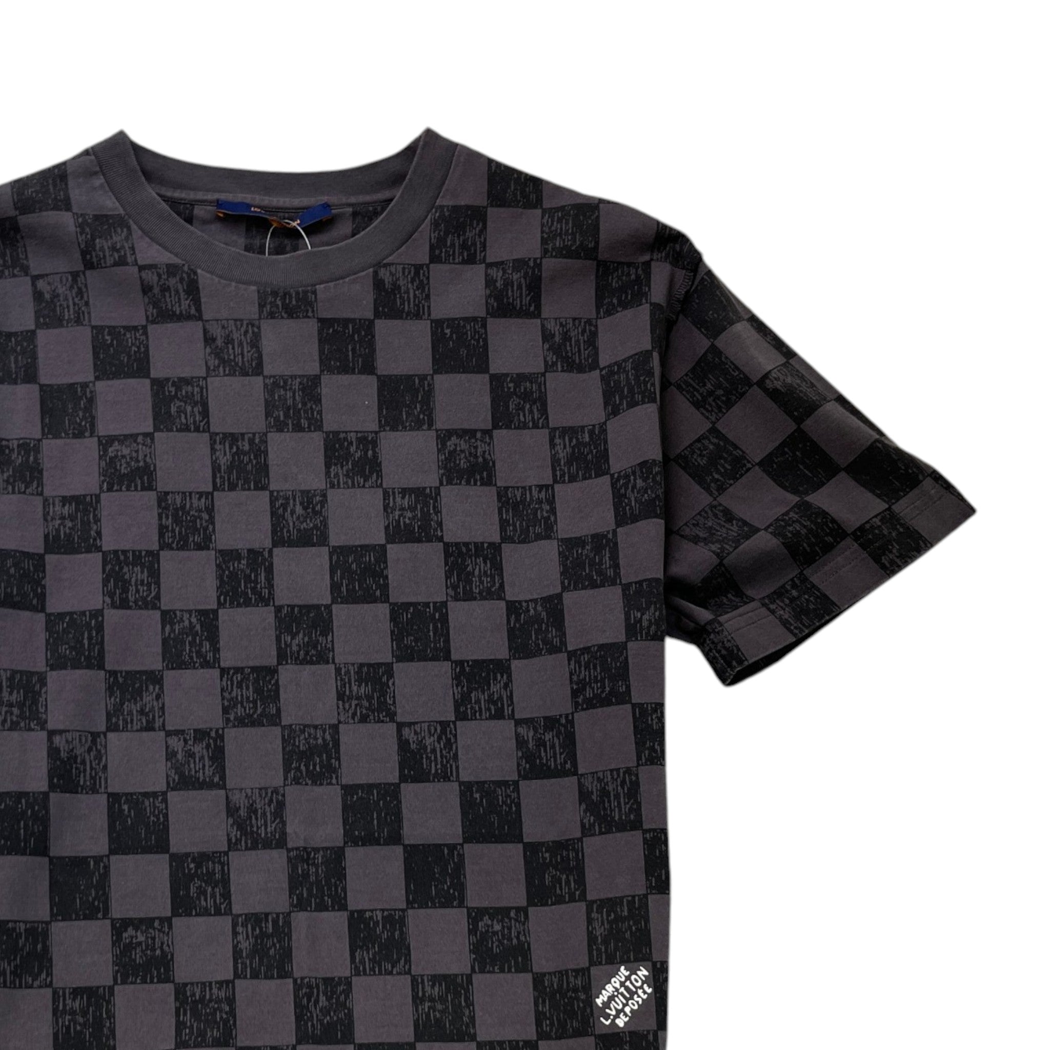 Men's Damier Piqué T-Shirt Grey Size M