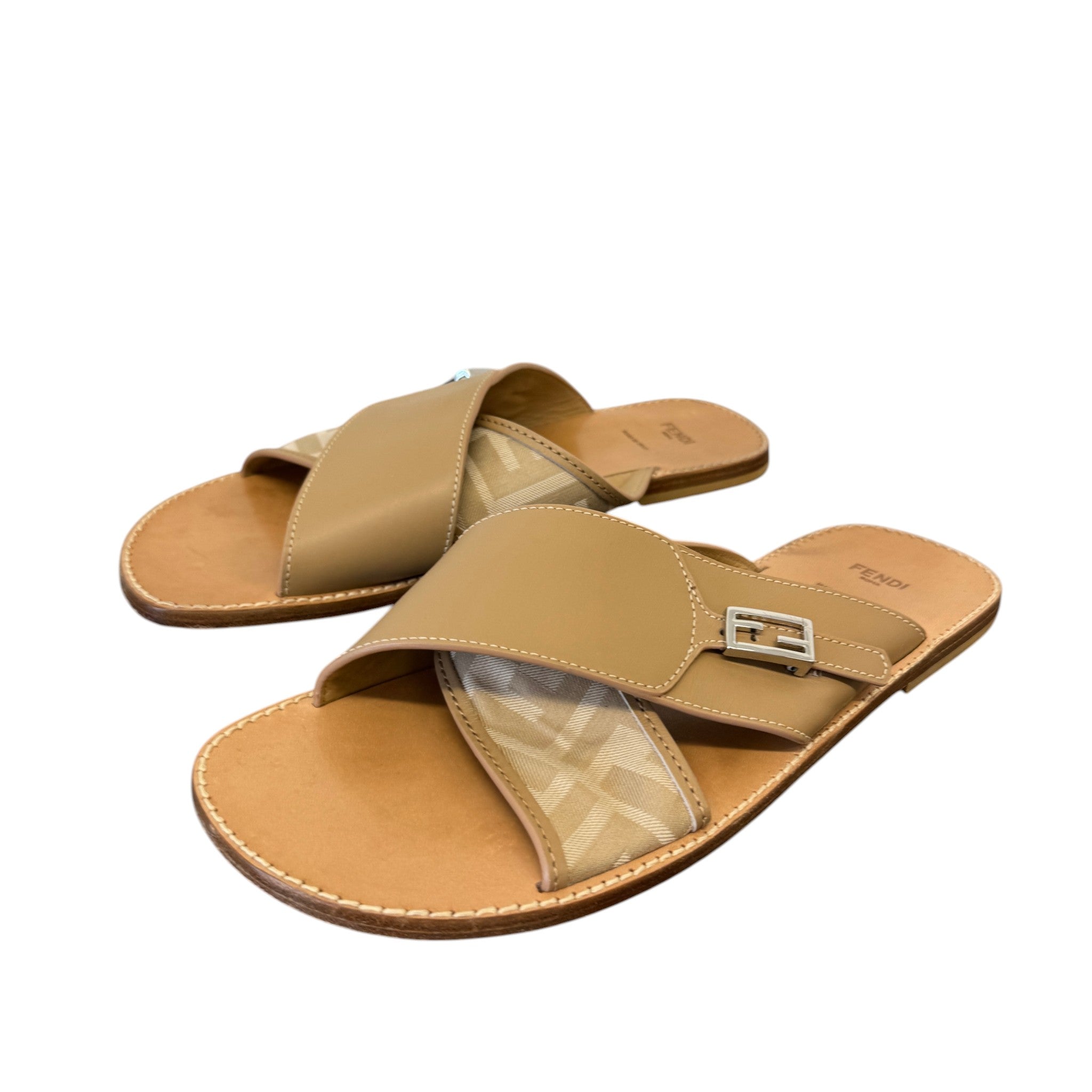 Women's Ff Jaccquard Crossover Sandals Beige Size EU 39 / UK 6