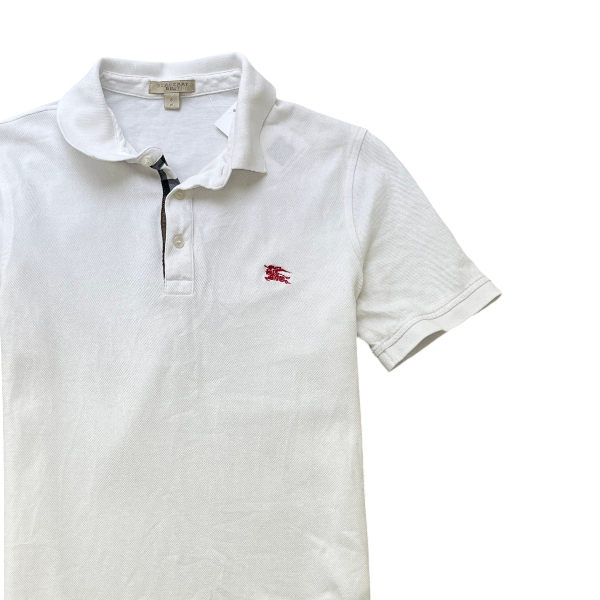 Men's Embroidered Logo Polo Shirt White Size S