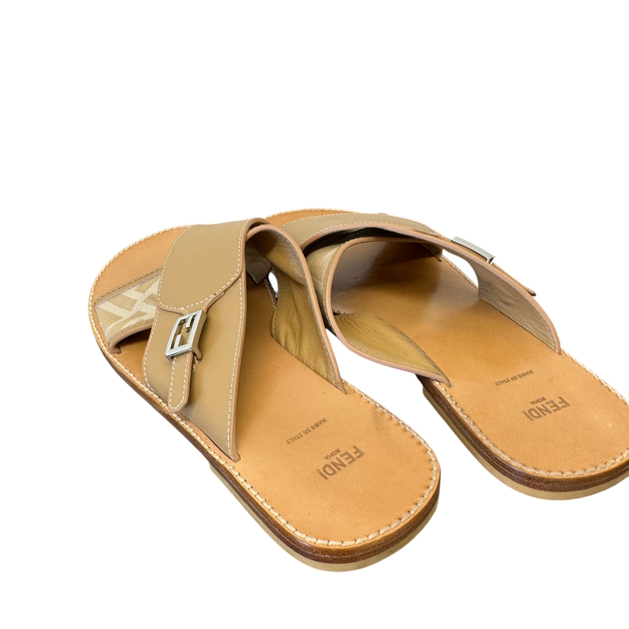 Women's Ff Jaccquard Crossover Sandals Beige Size EU 39 / UK 6