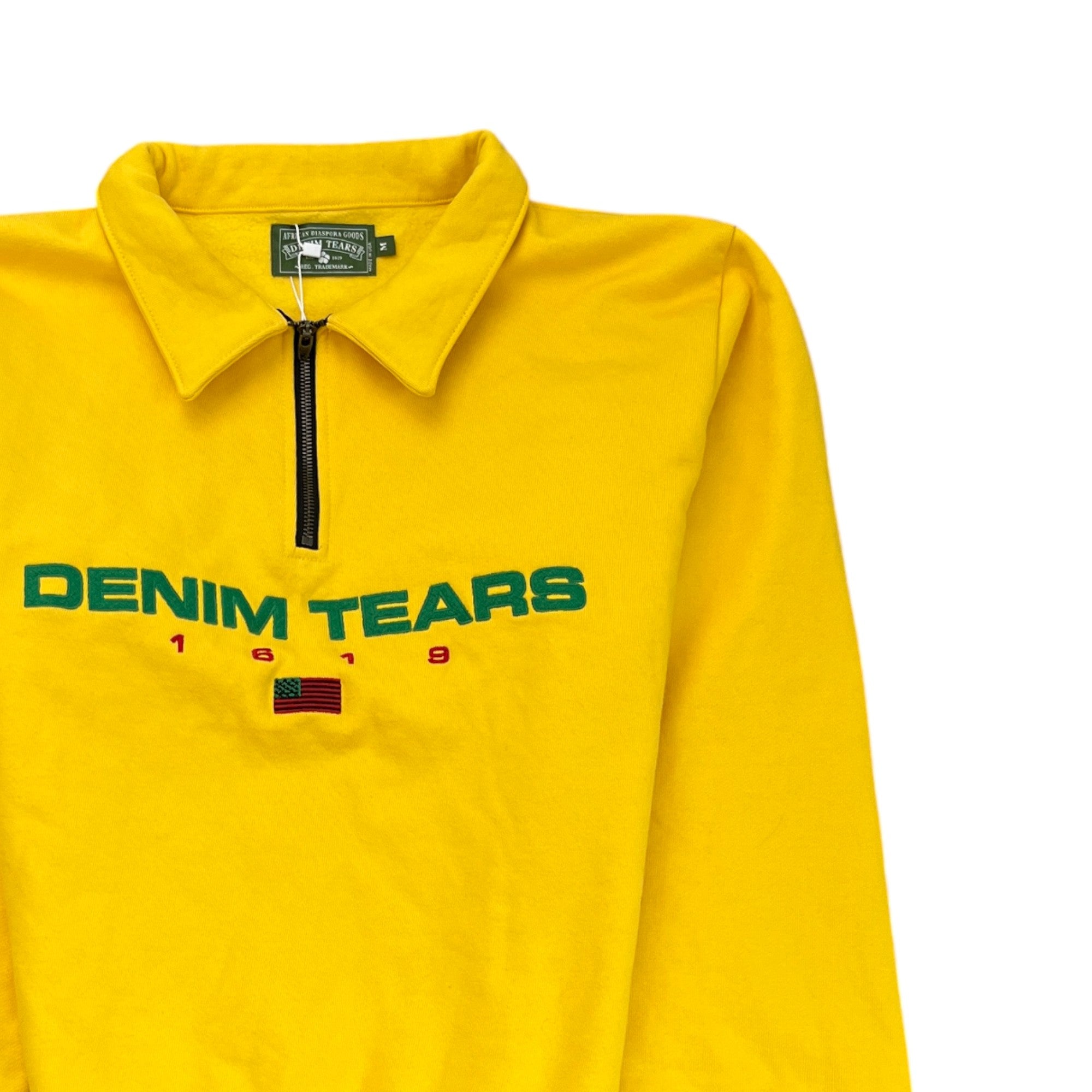 Men's Embroidered Logo Print Jumper Yellow Size M