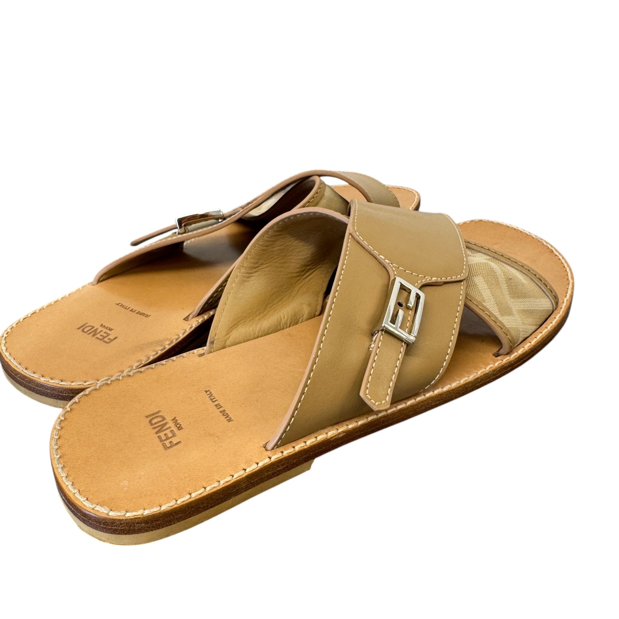 Women's Ff Jaccquard Crossover Sandals Beige Size EU 39 / UK 6