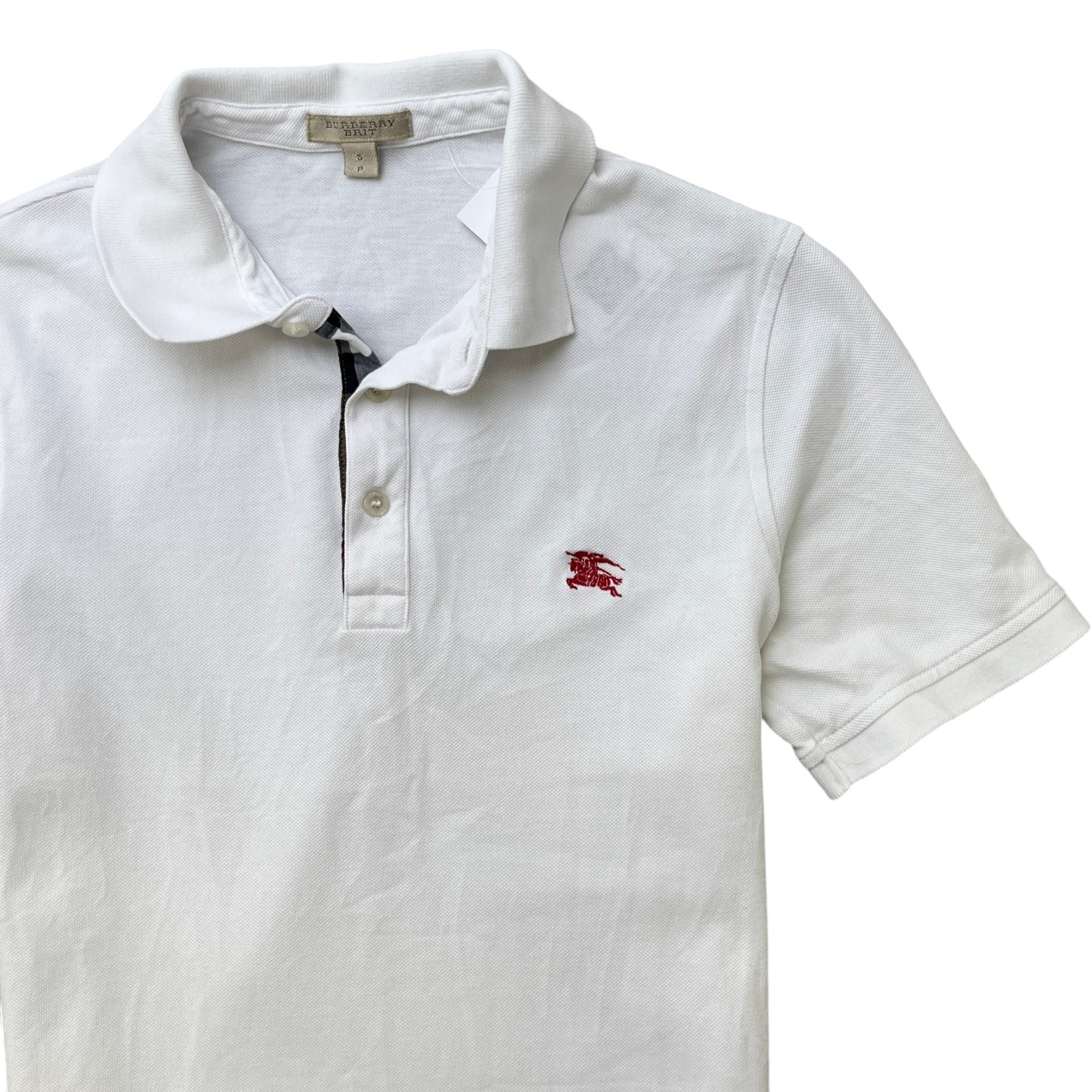 Men's Embroidered Logo Polo Shirt White Size S