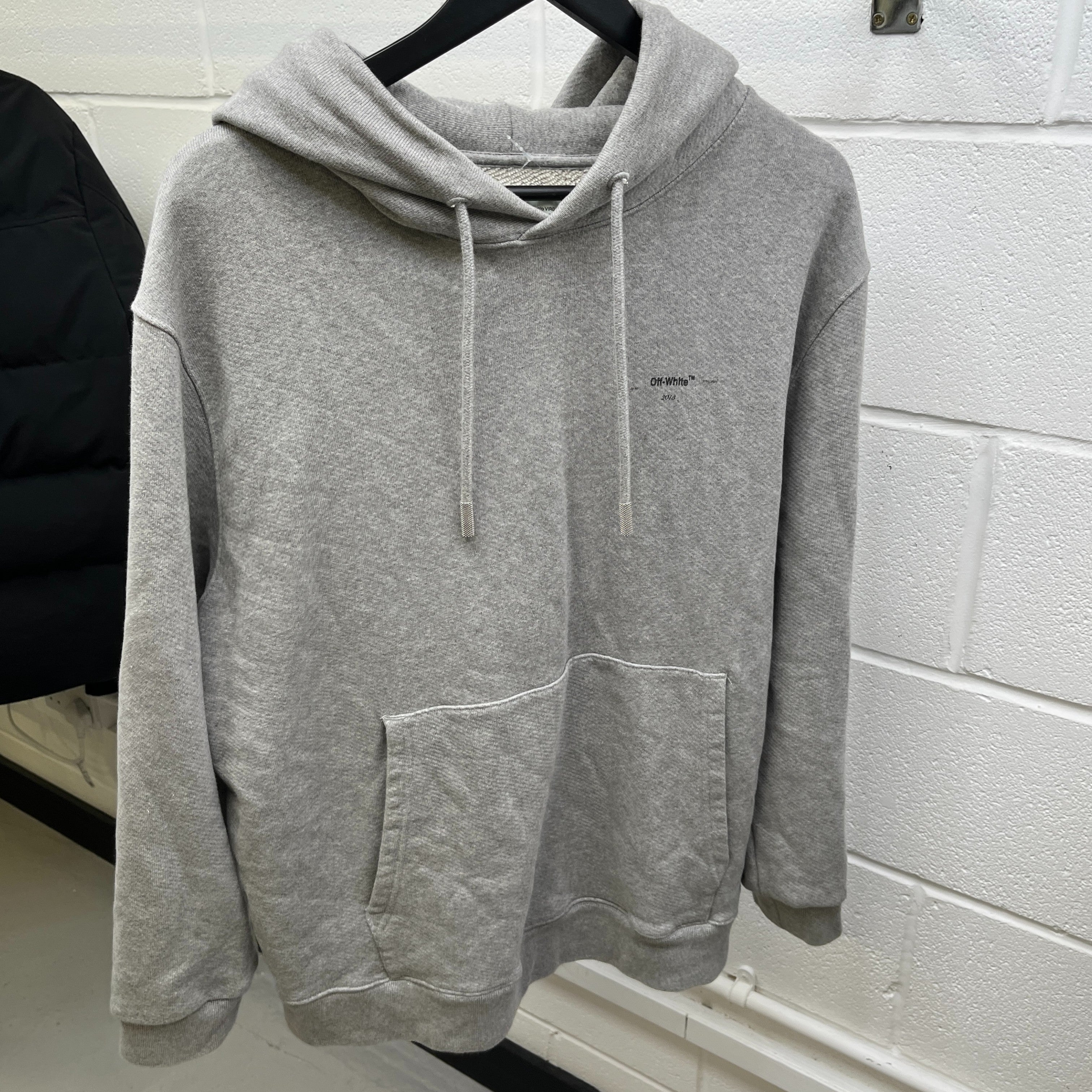 Men's Logo Print Hoodie Grey Size XL