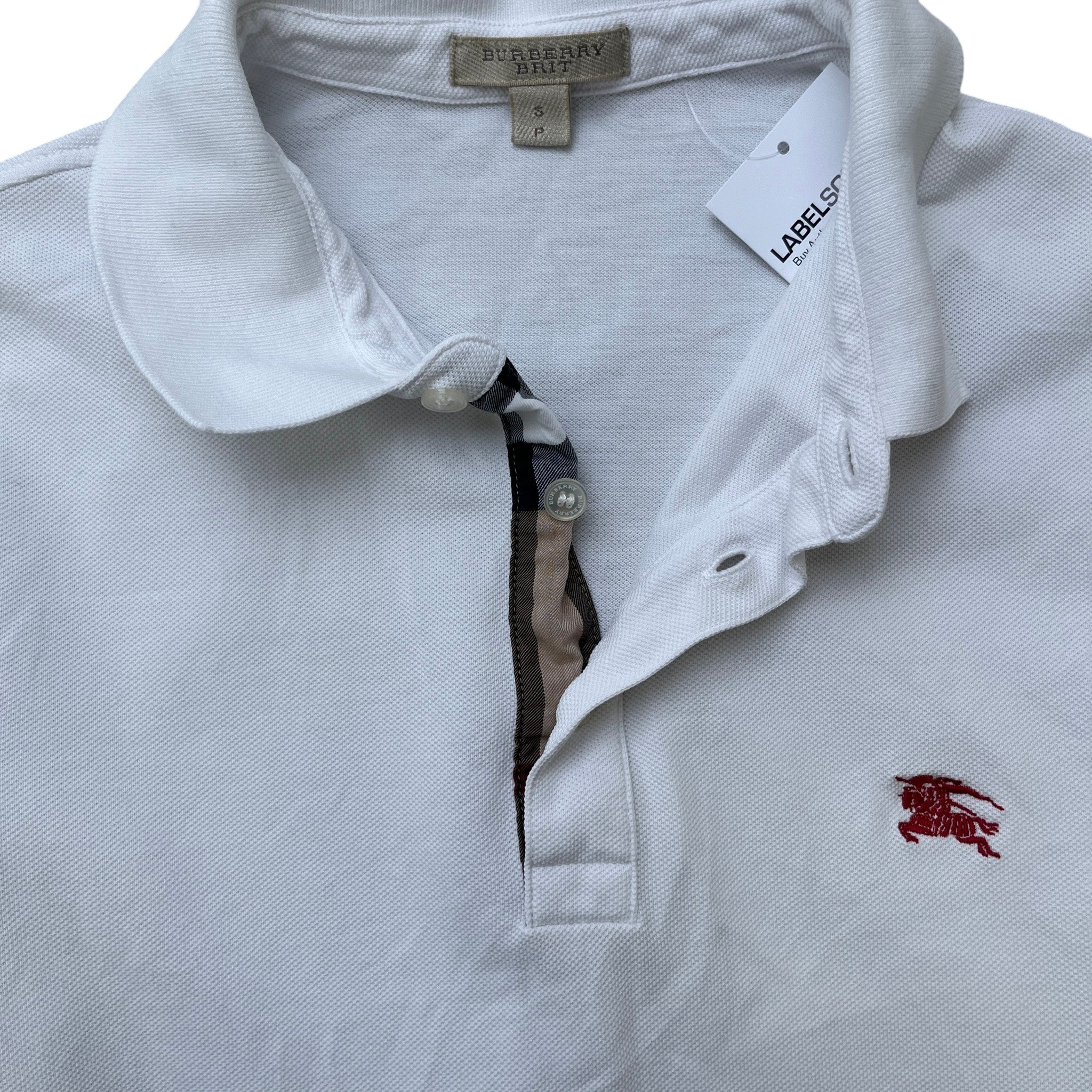 Men's Embroidered Logo Polo Shirt White Size S