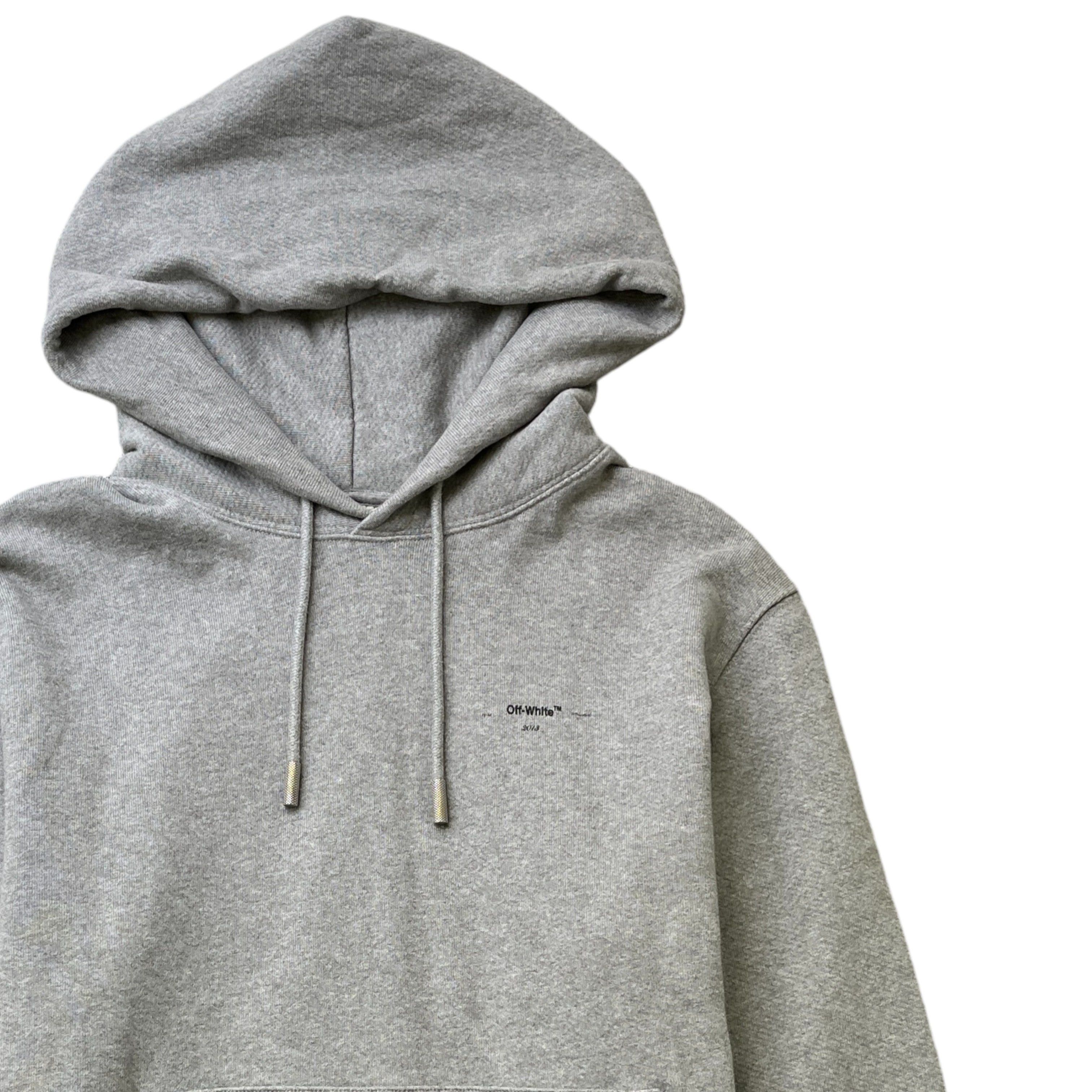 Men's Logo Print Hoodie Grey Size XL
