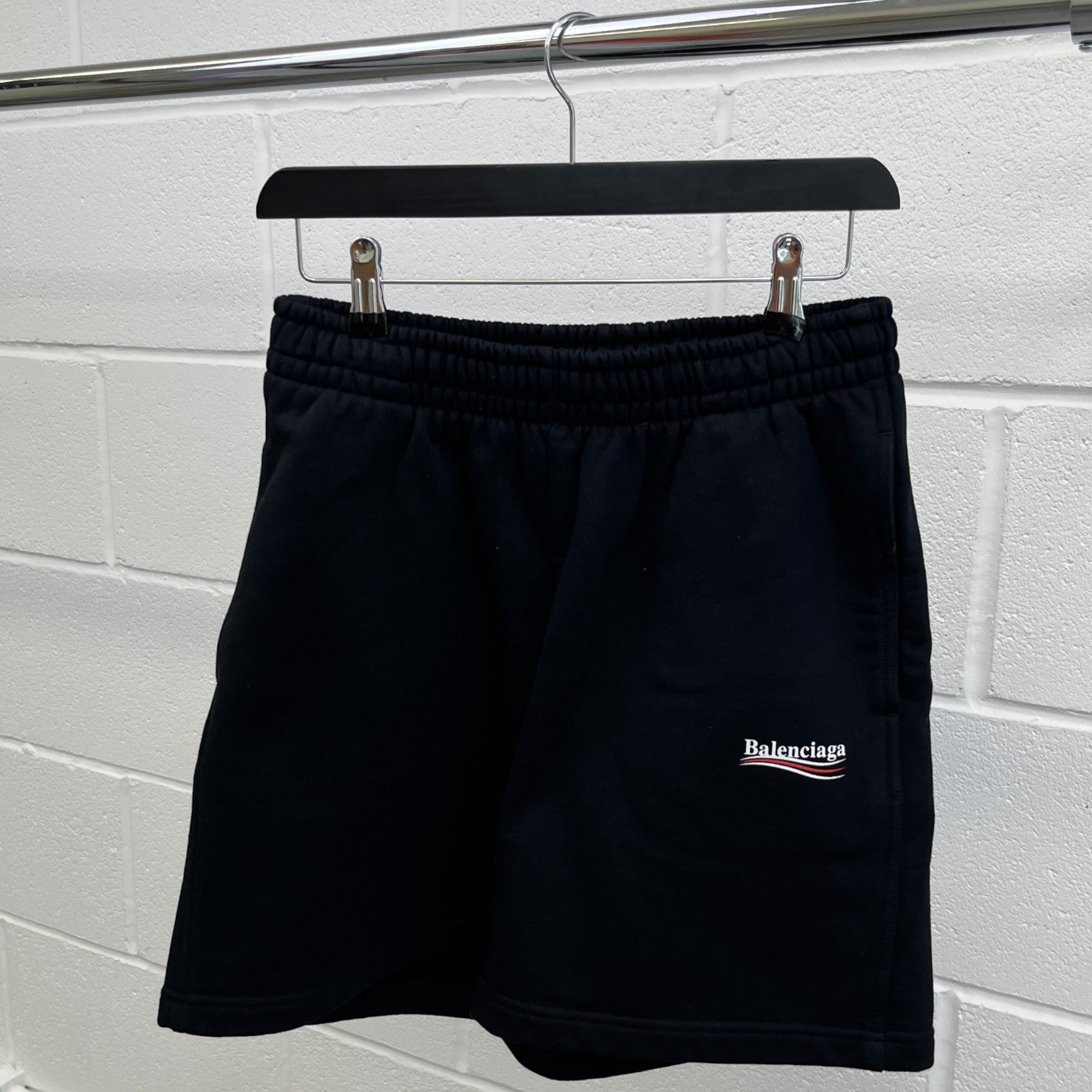 Men's Political Logo Print Shorts Black Size XXS