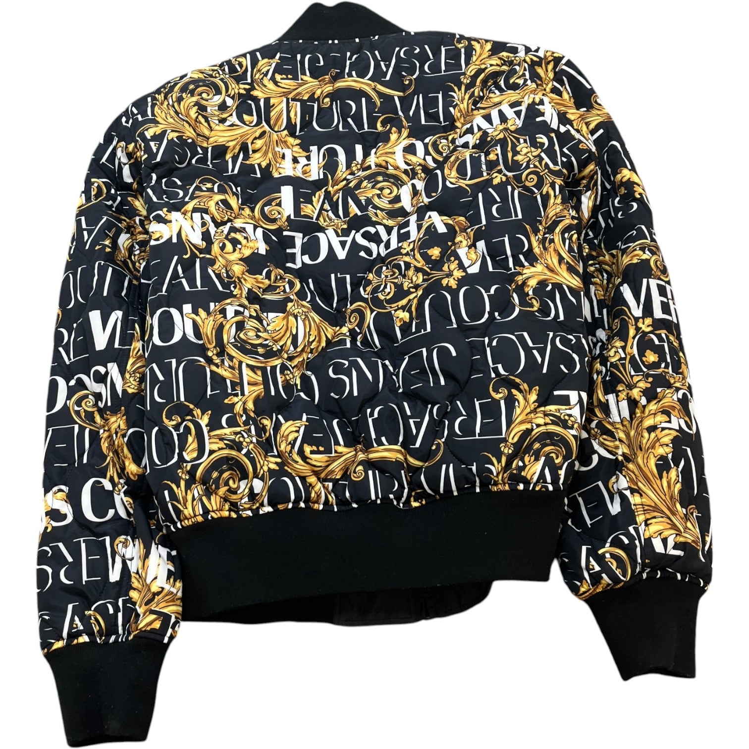 Men's Baroque Print Reversible Bomber Jacket Black Size IT 50 / L