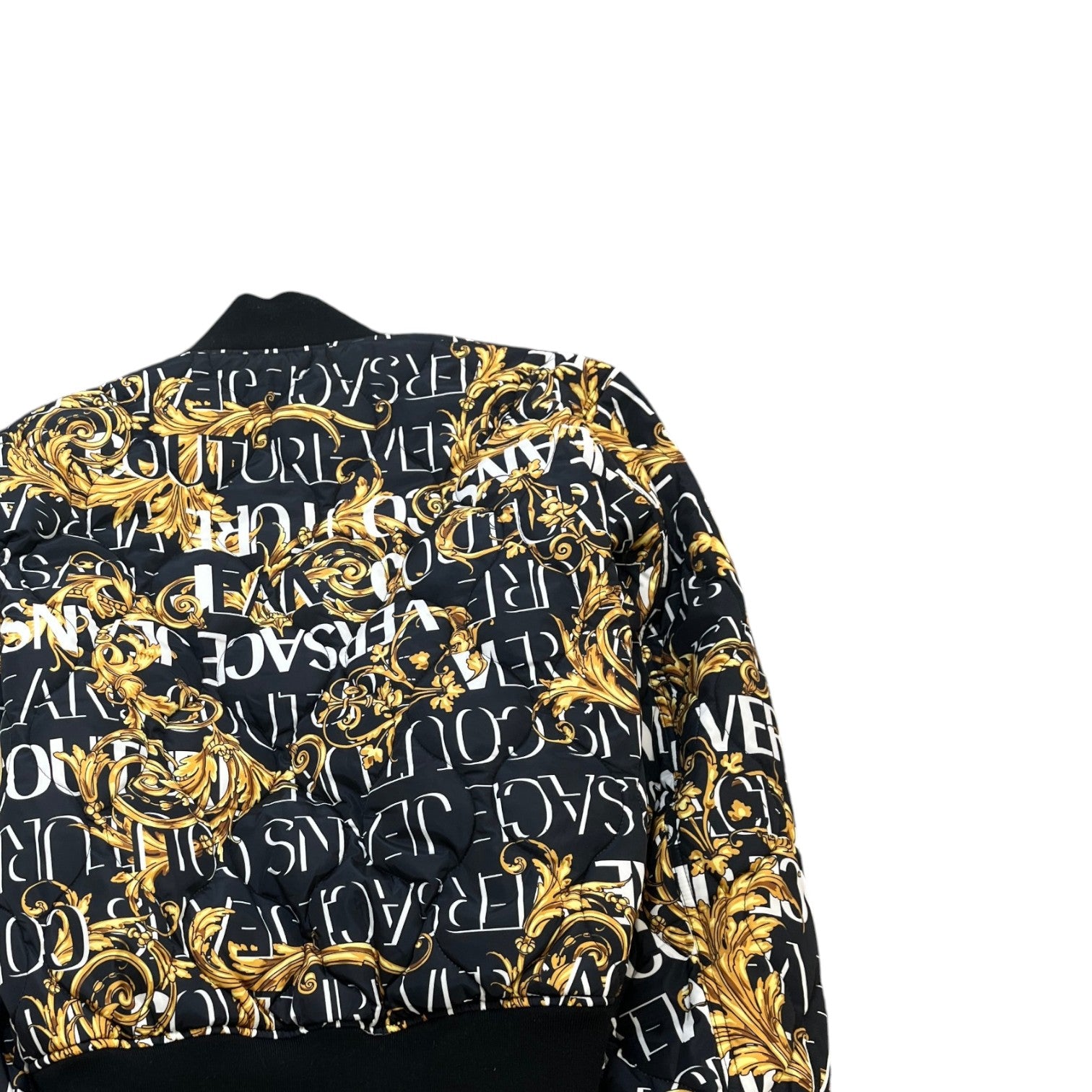 Men's Baroque Print Reversible Bomber Jacket Black Size IT 50 / L