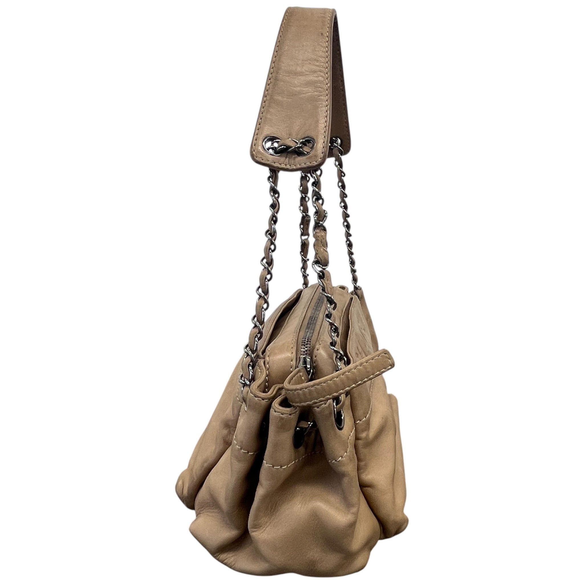 Women's Lax Accordion Handbag Beige